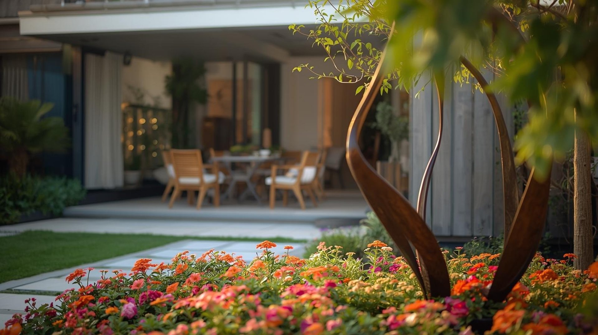 an abstract photo of a curved building with a blue sky in the background