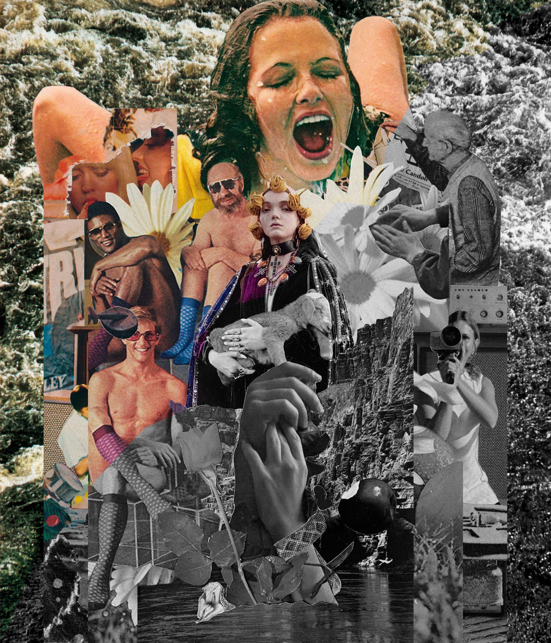 a close up of a black and brown abstract painting