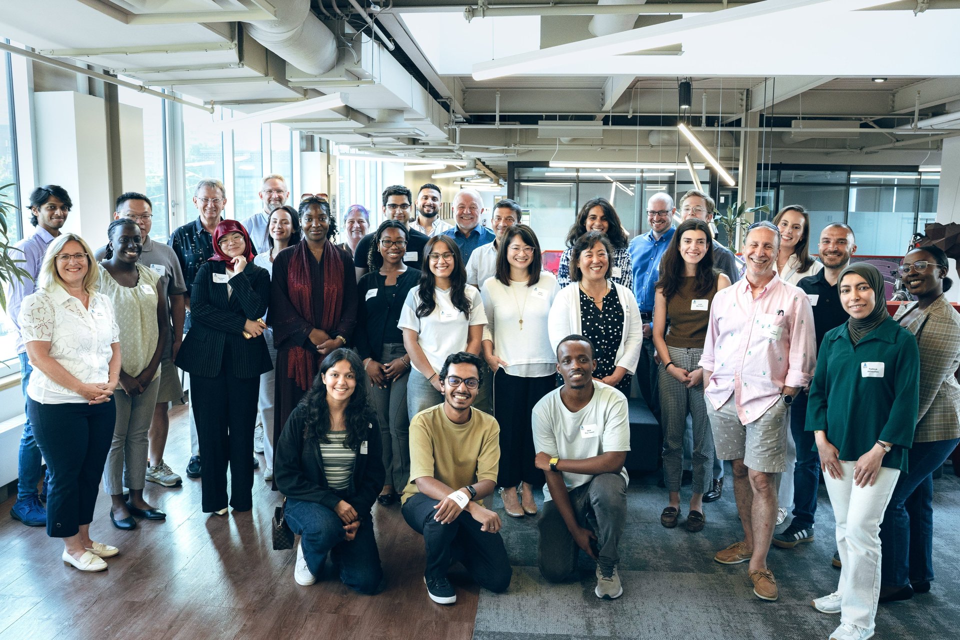 an abstract photo of a curved building with a blue sky in the background