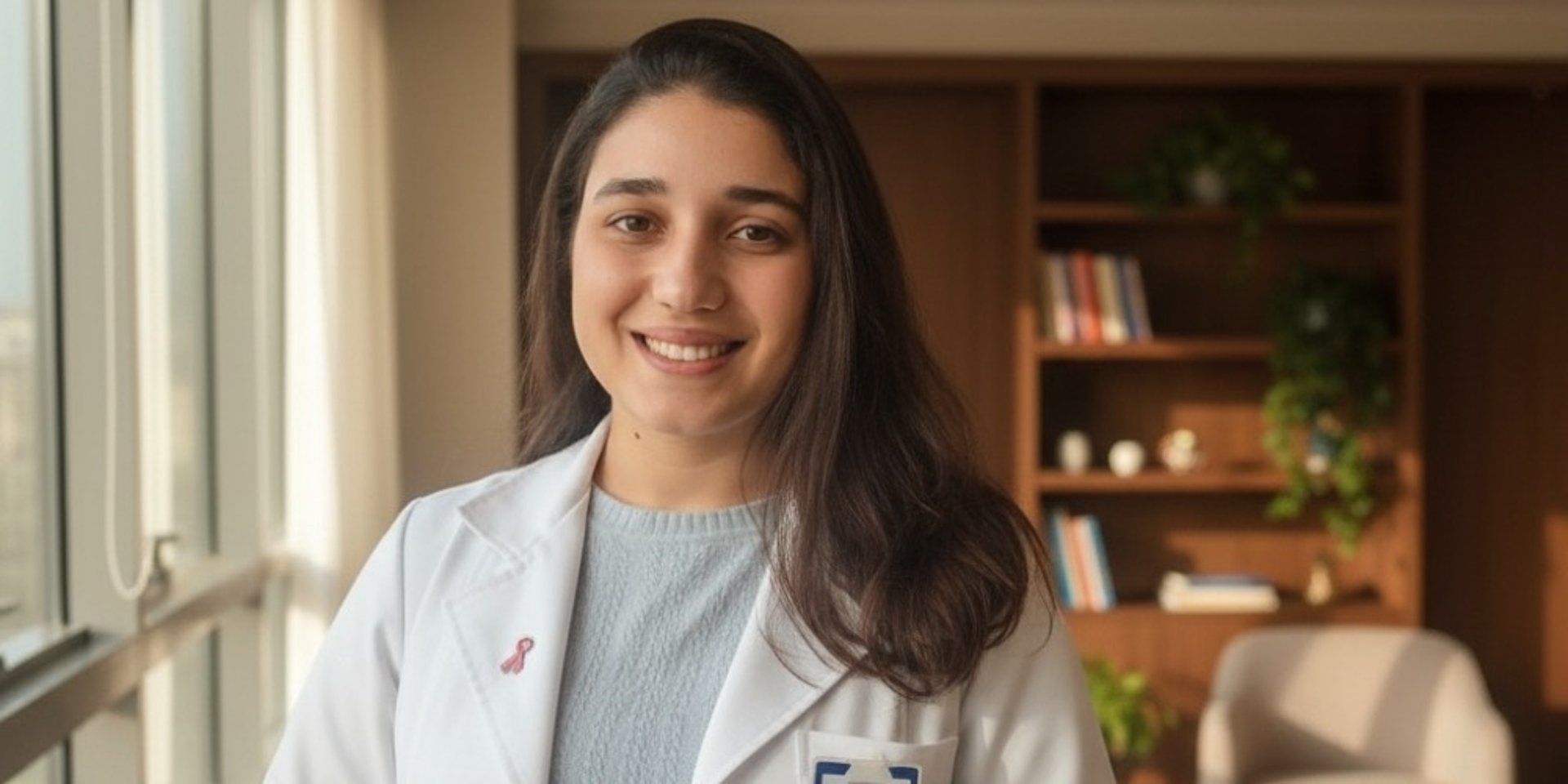 woman in pink and white polka dot shirt