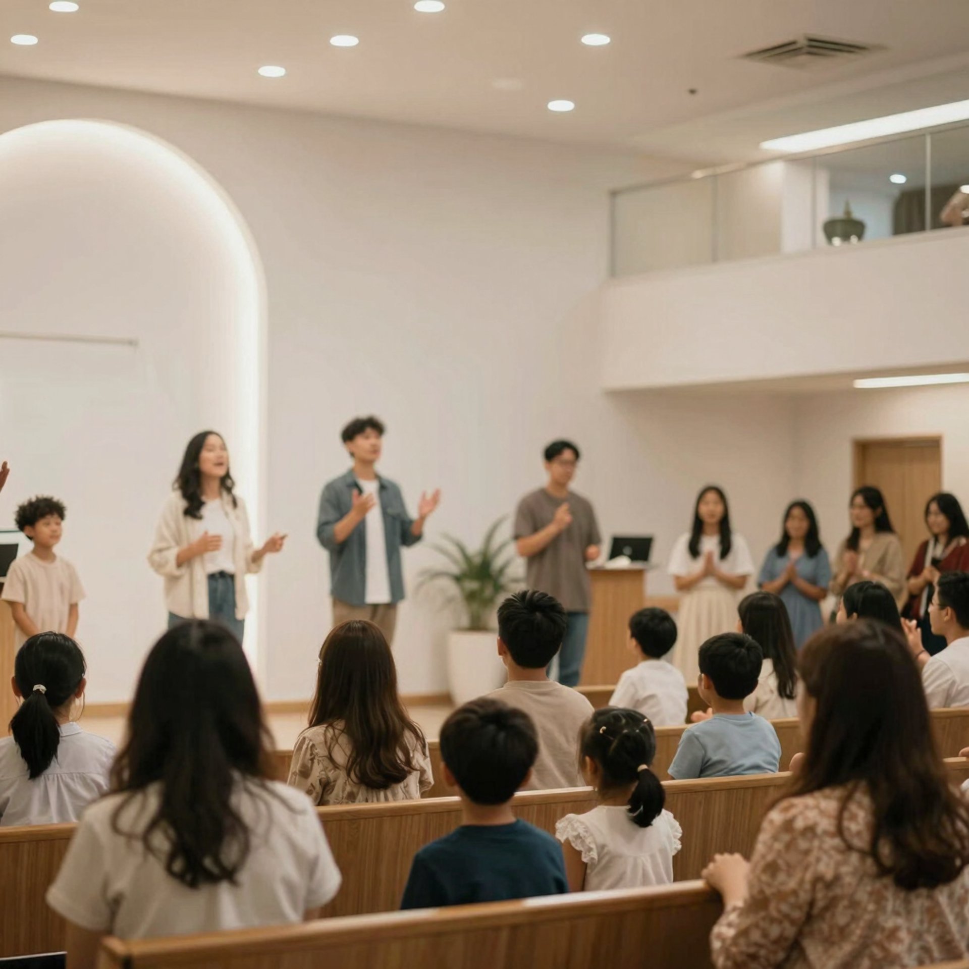 an abstract photo of a curved building with a blue sky in the background