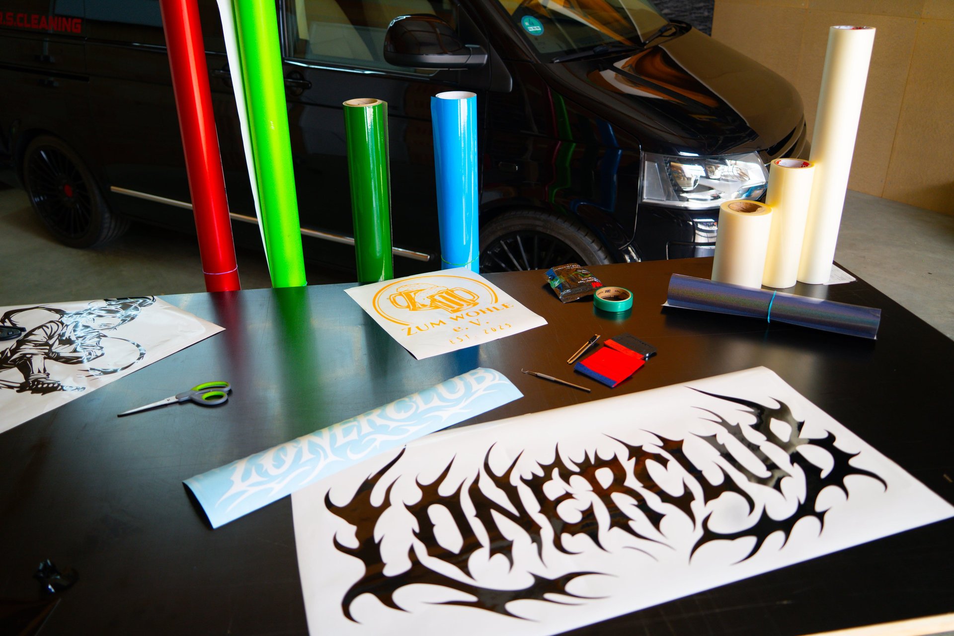 assorted stickers on white wall