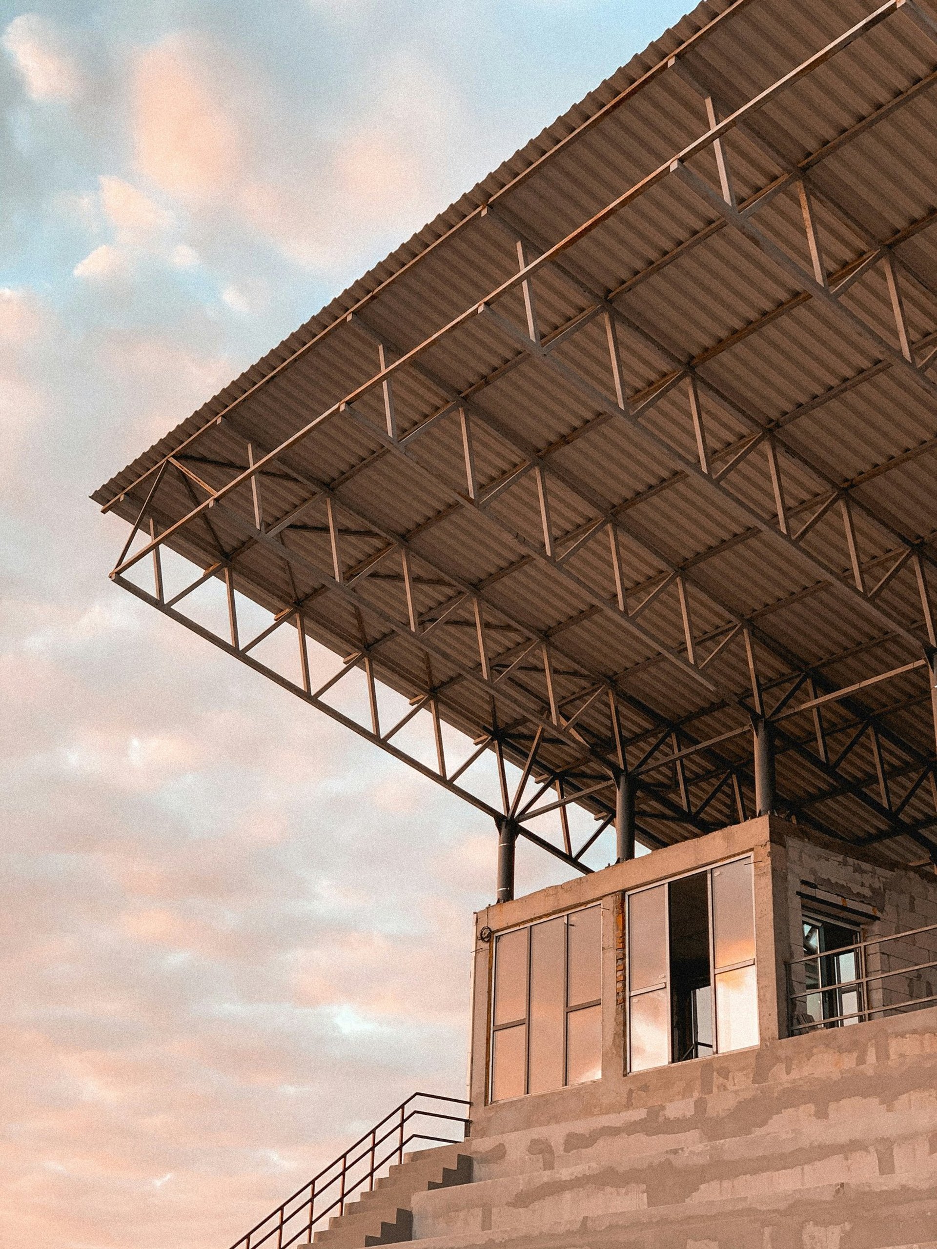 a metal structure with a blue sky in the background