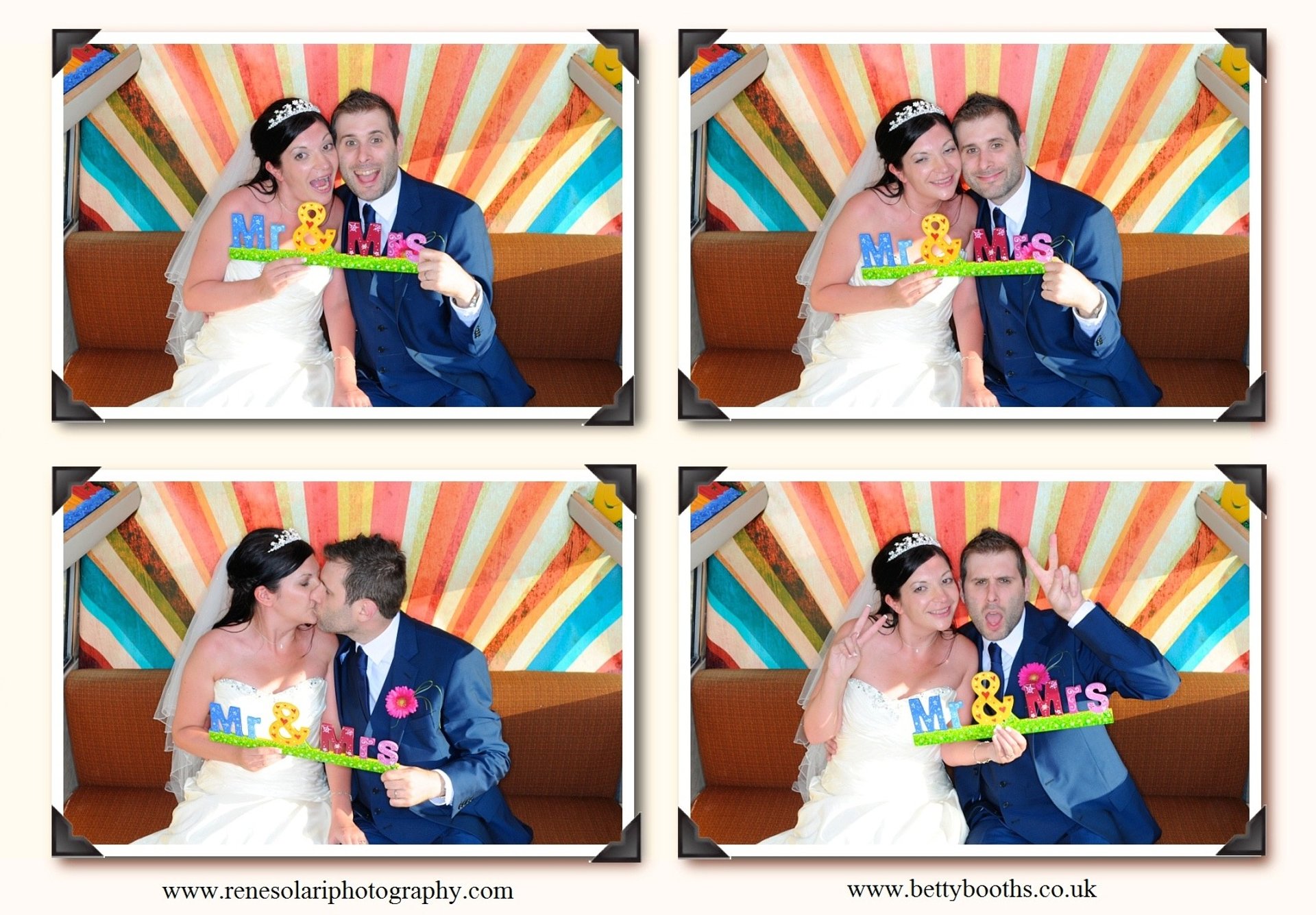 mariés posant avec accessoires dans une borne photo