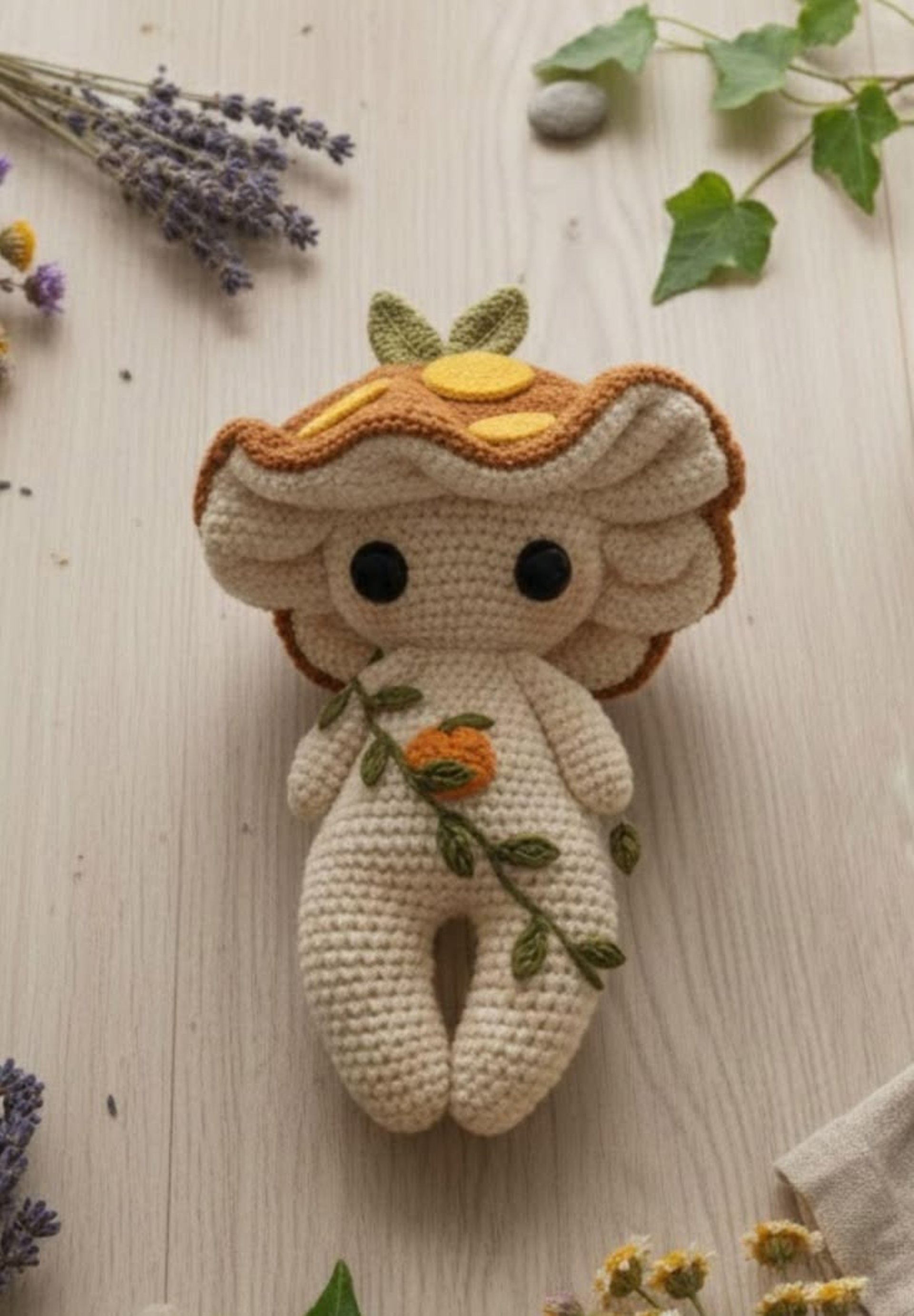 caricatura hongo tejida a crochet