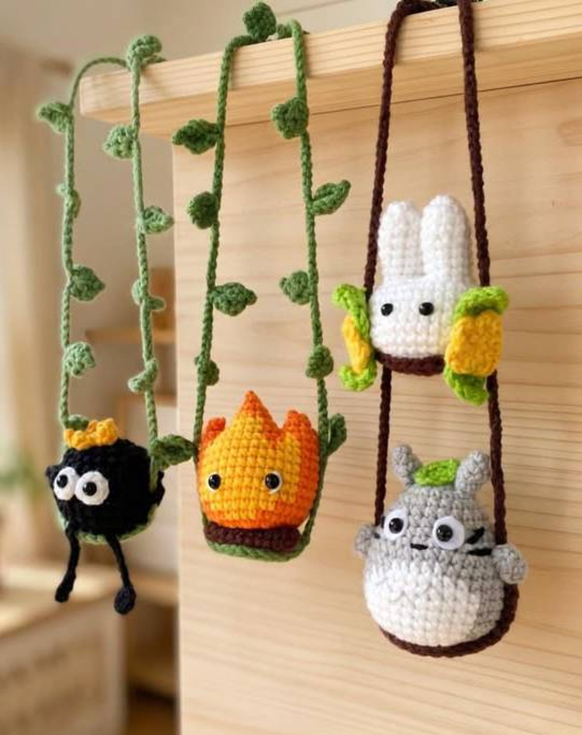amigurumis varios, inspirados en studio ghibli
