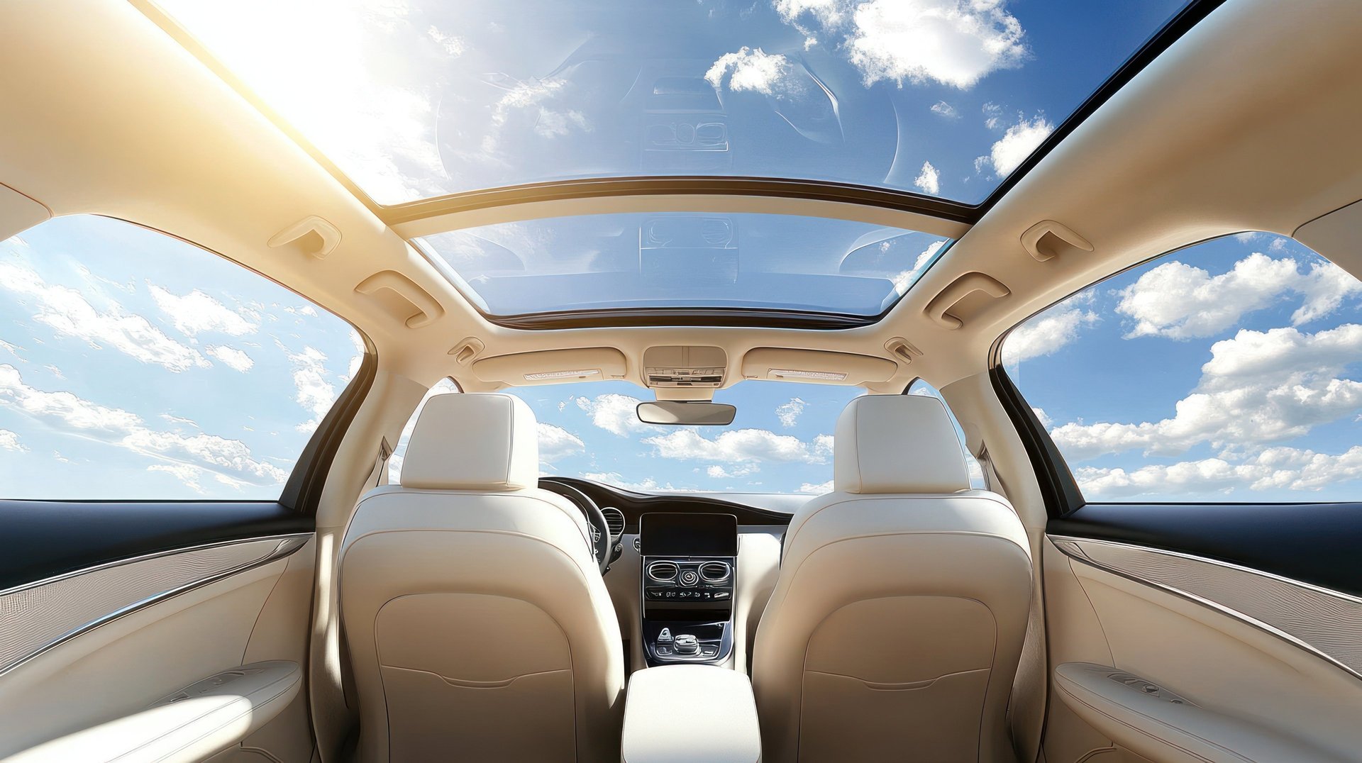 an abstract photo of a curved building with a blue sky in the background