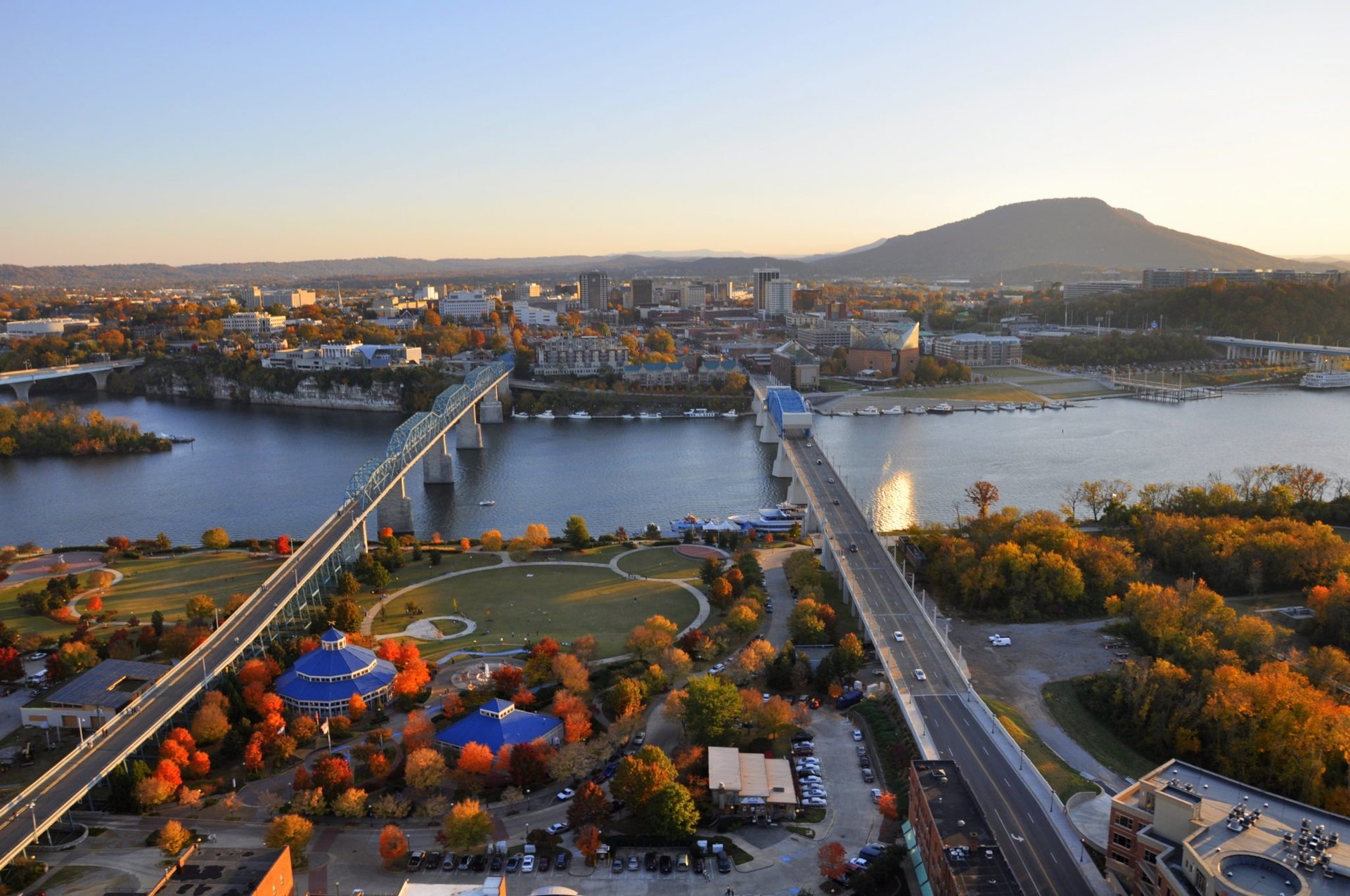 Aerial view of downtown Chattanooga insurance company