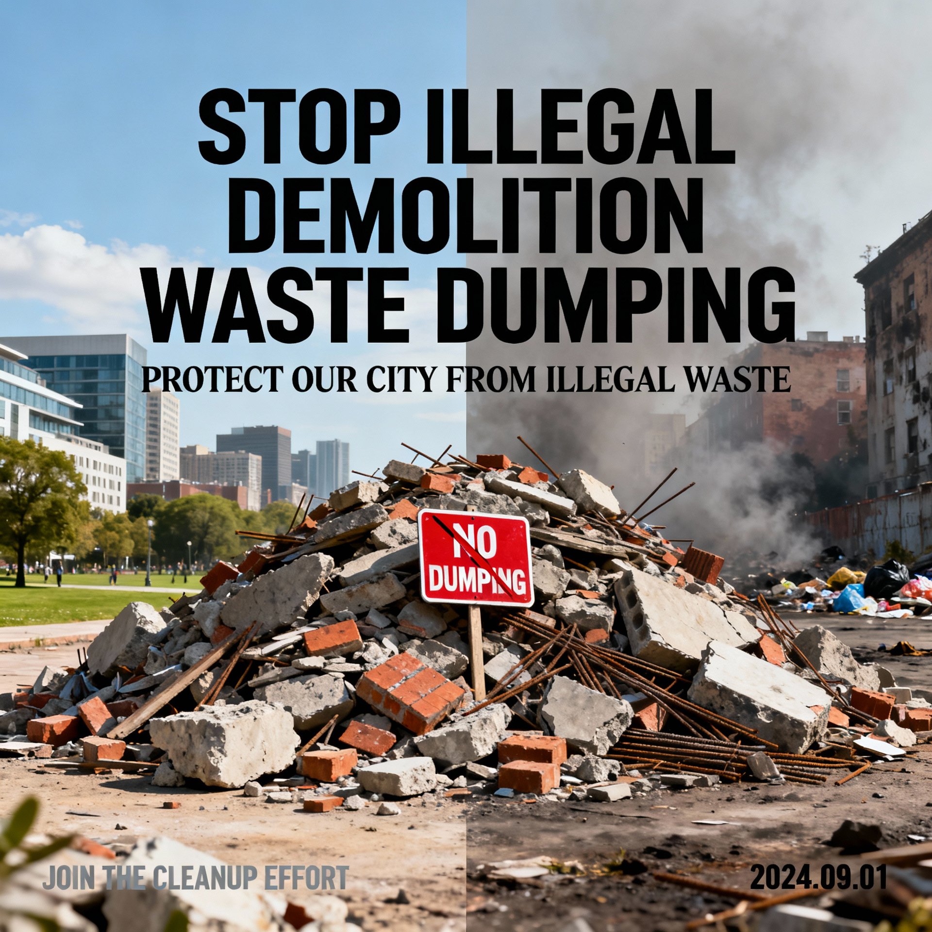 Man holding trash bags with volunteers cleaning beach