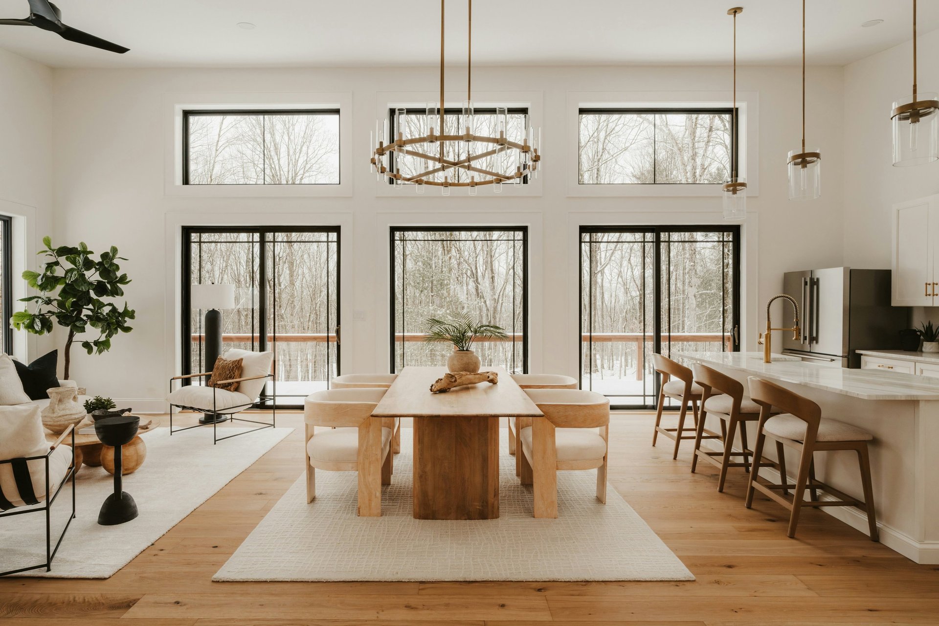a living room filled with furniture and a fire place