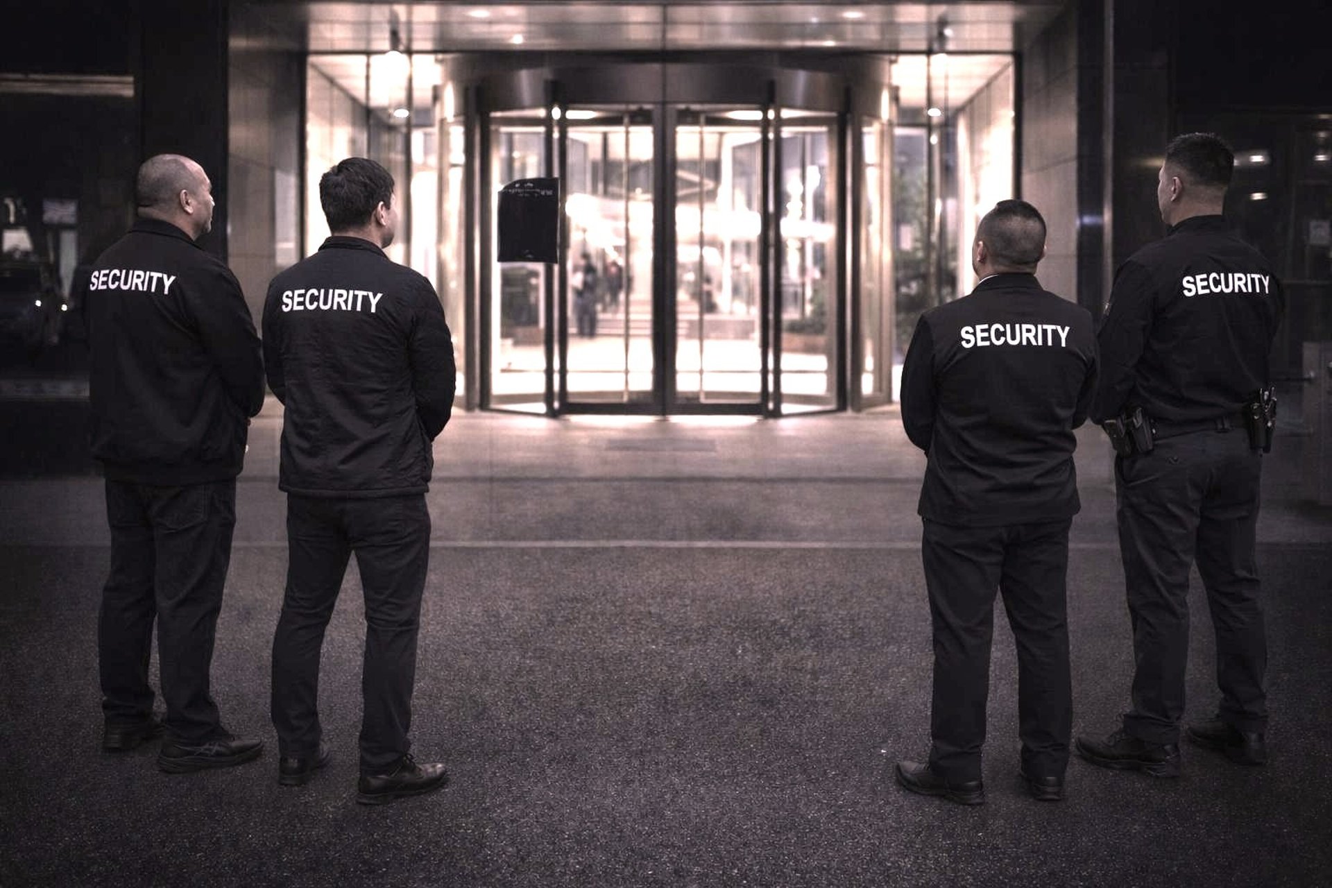 security guard standing on the gray floor