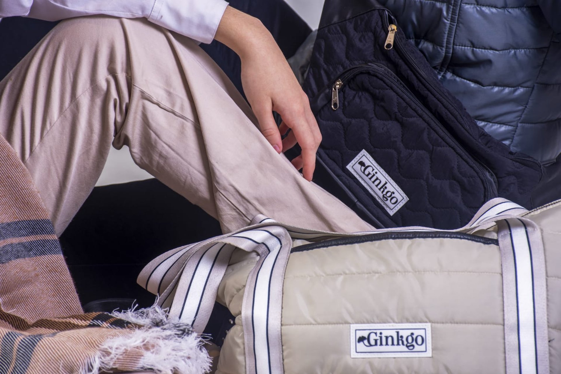 a backpack sitting on the back of a truck