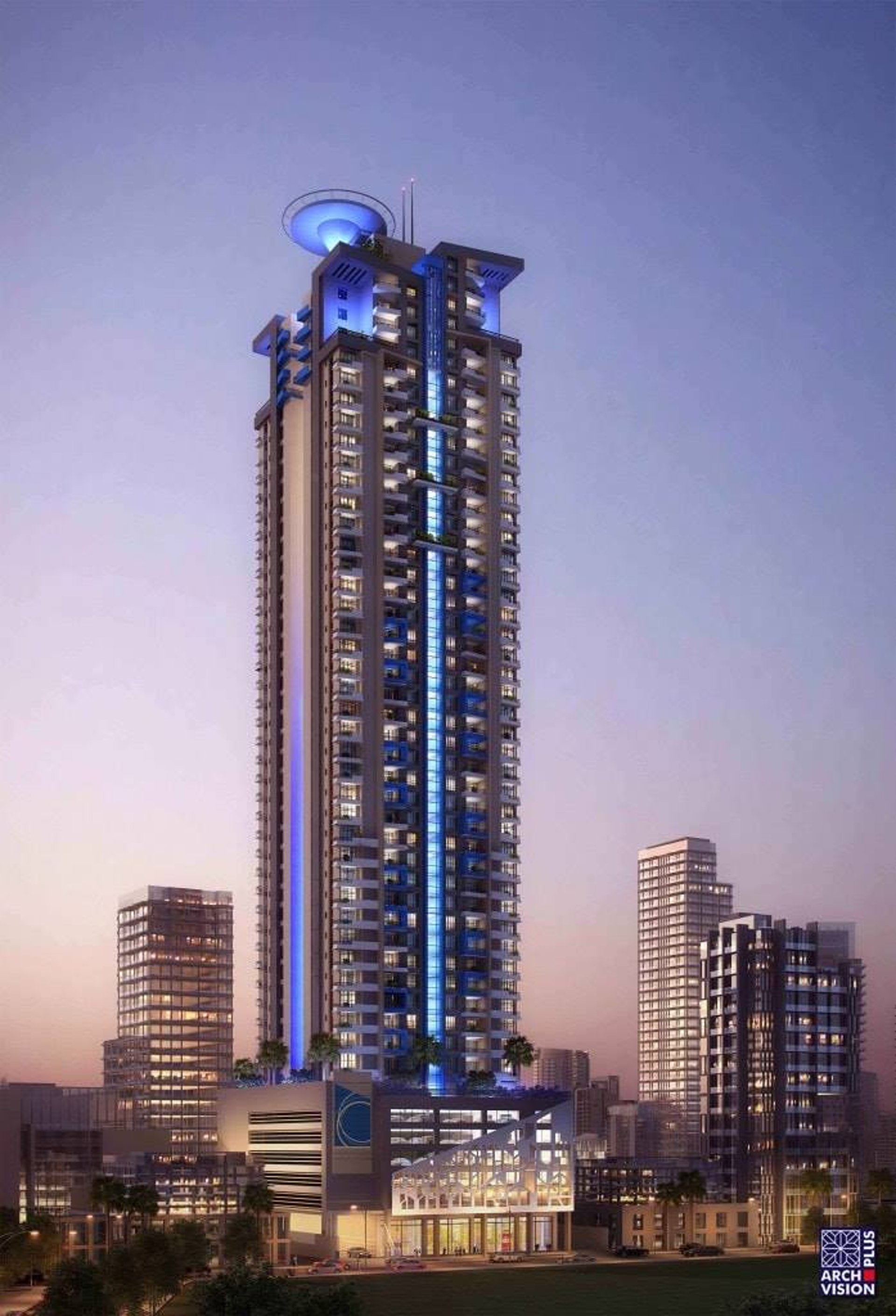 an abstract photo of a curved building with a blue sky in the background