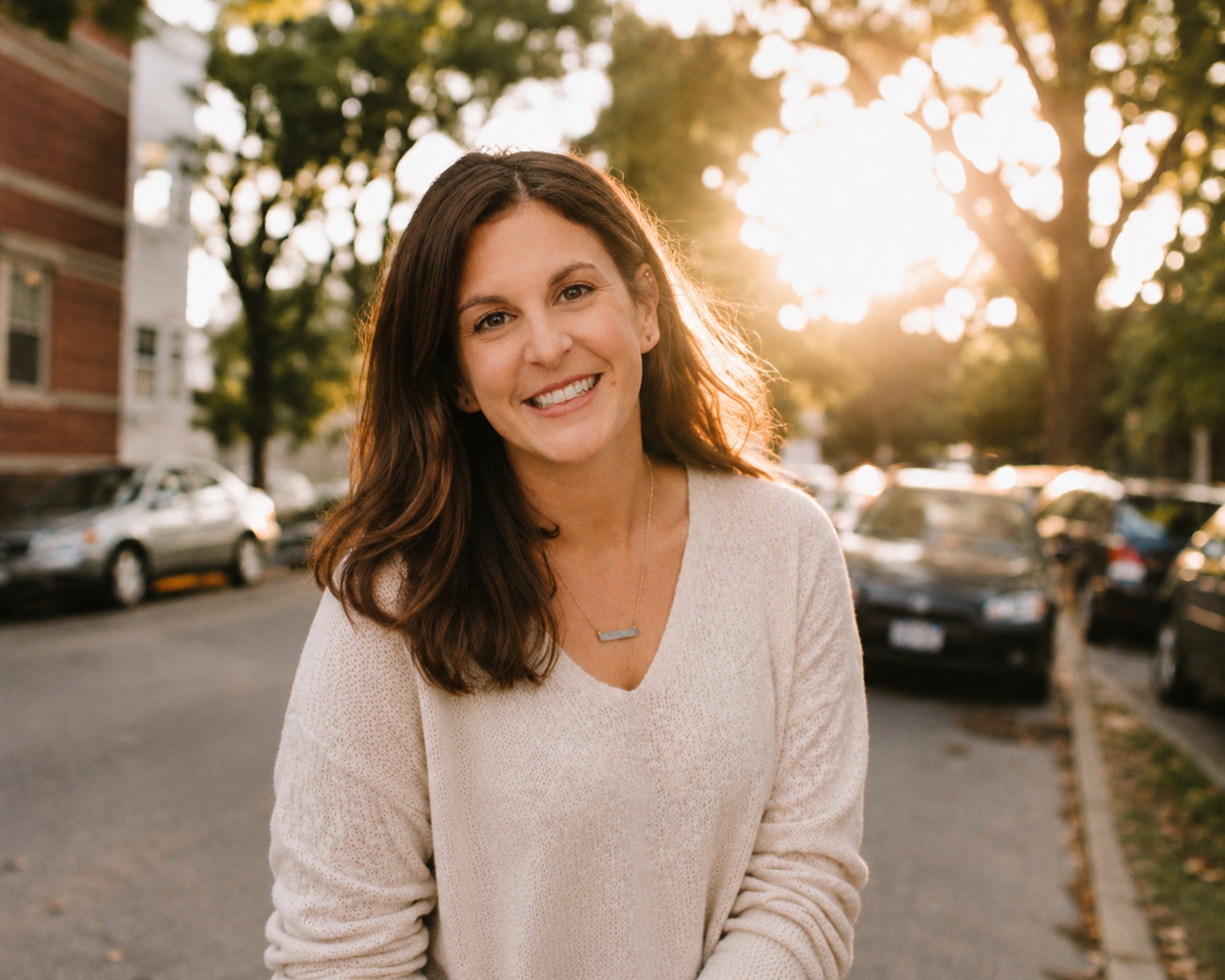 woman wearing white T-shirt smiling