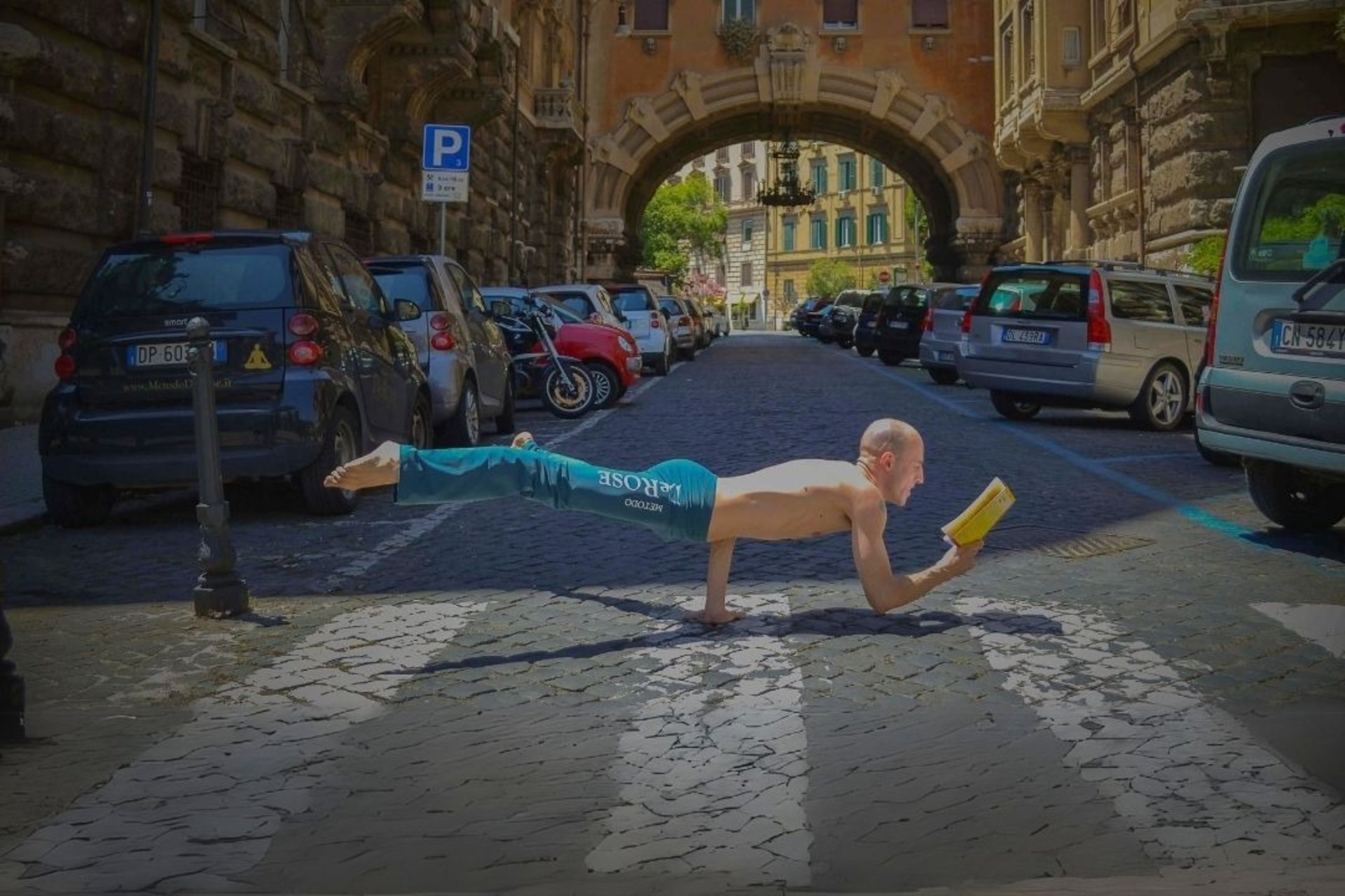 an abstract photo of a curved building with a blue sky in the background