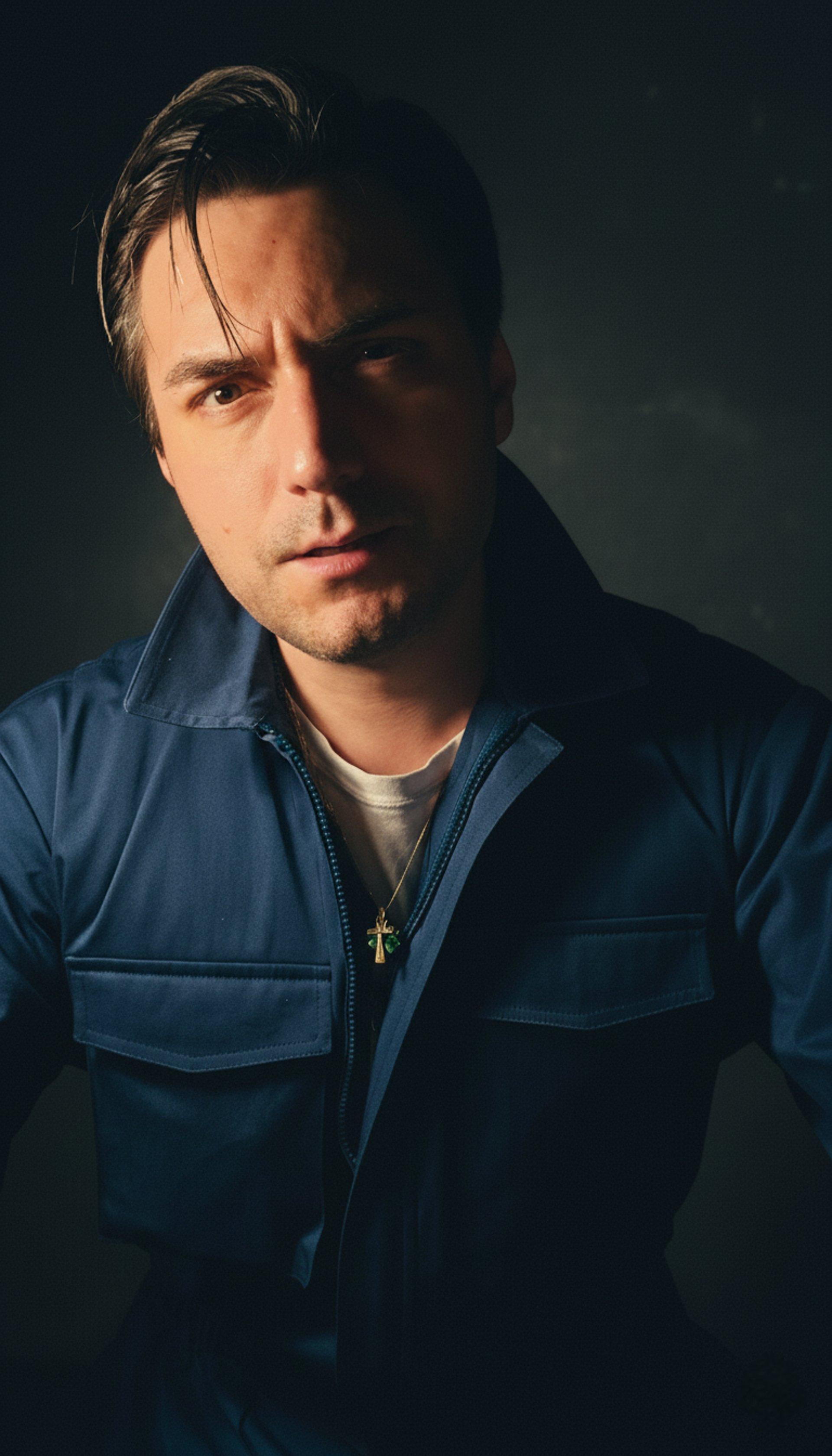 a man's face in a pile of shredded paper