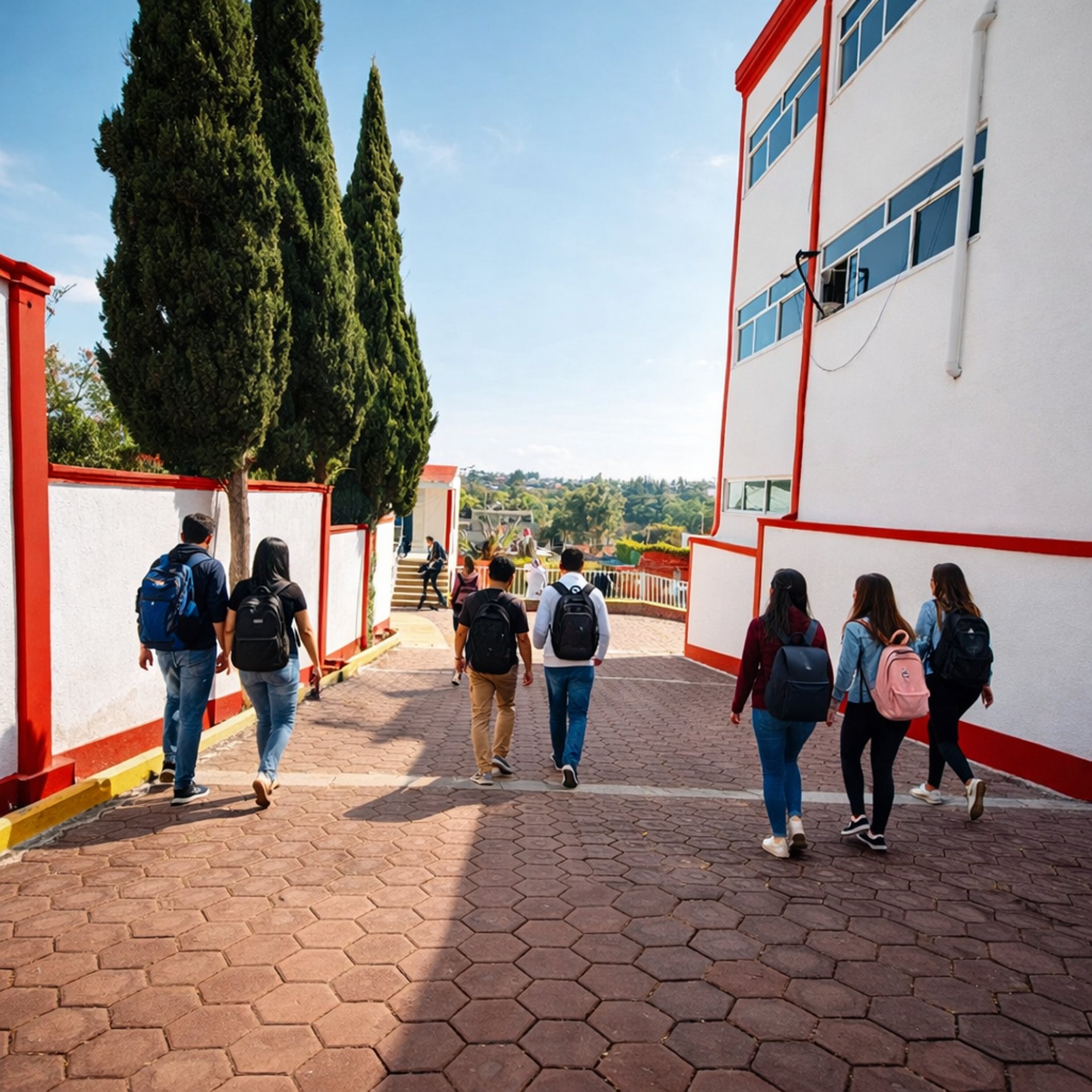 an abstract photo of a curved building with a blue sky in the background