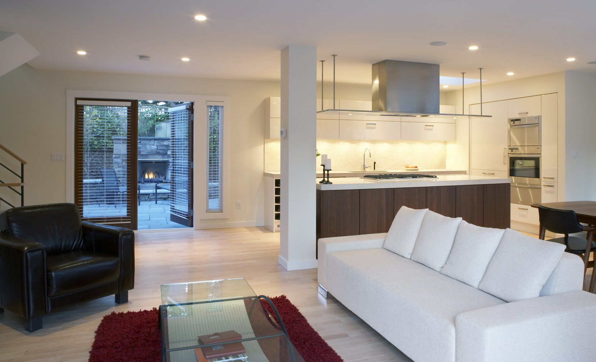 a view of a city from a window in a building