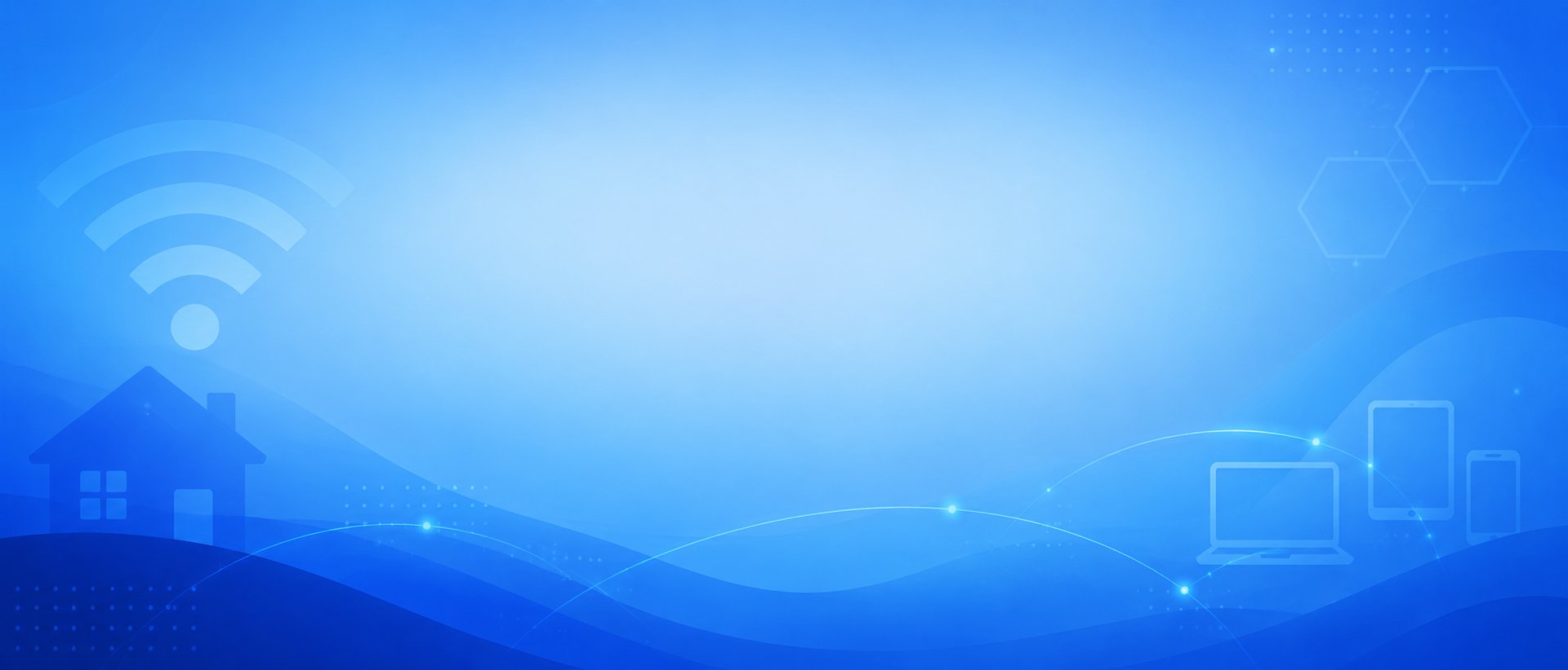 Blue home internet banner showing a house, Wi-Fi signal, and connected devices on a digital network background