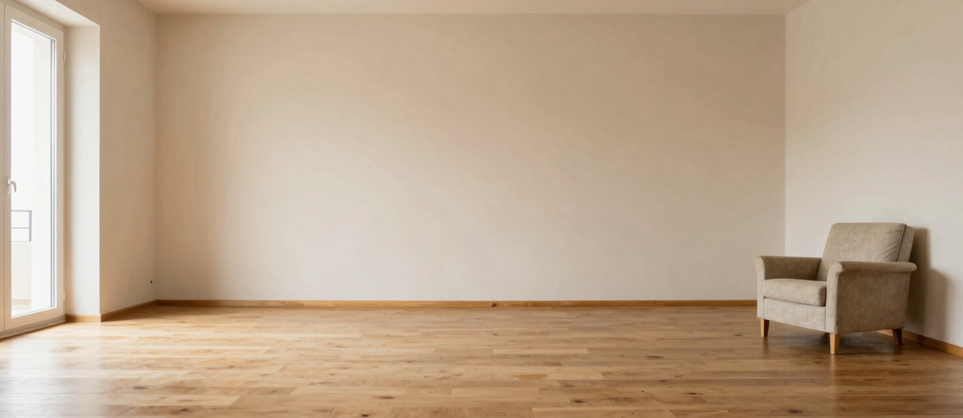 Esempio di proporzione degli spazi una poltrona in un grande spazio vuoto 