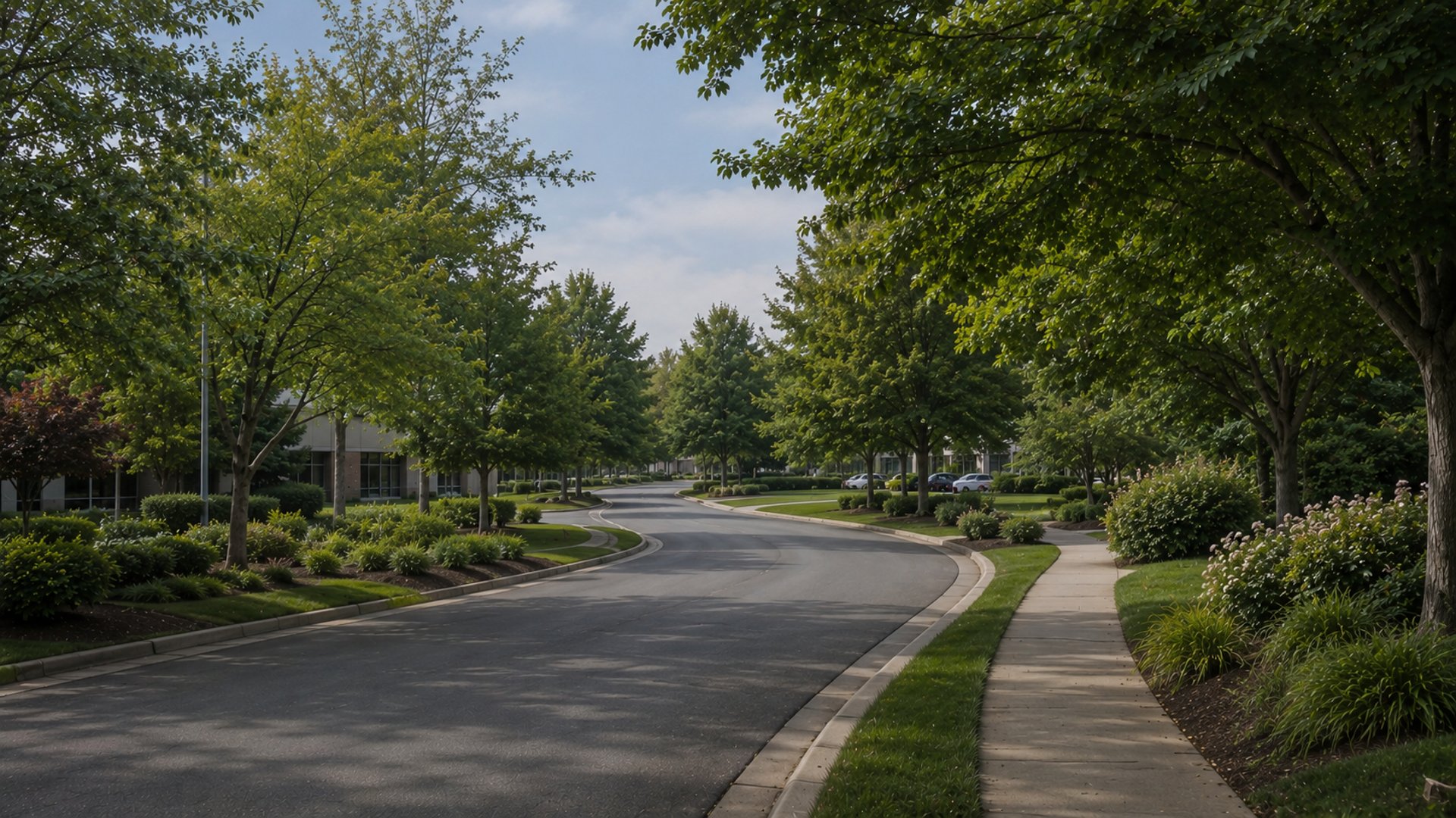 Mature suburban commercial corridor showing environmental continuity and coordinated property operations in Charlotte NC