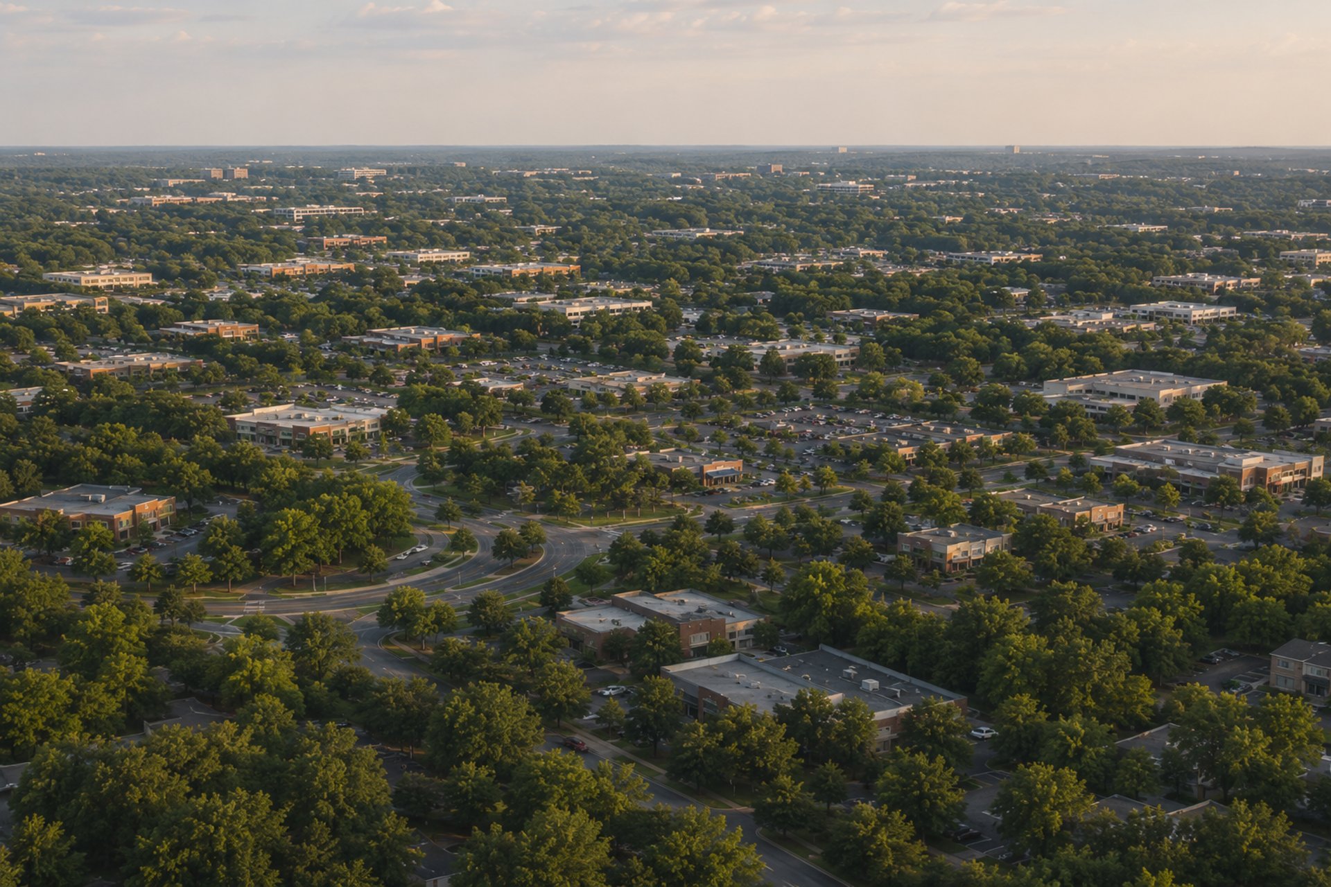 Regional suburban commercial ecosystem showing coordinated property operations across the Charlotte NC area