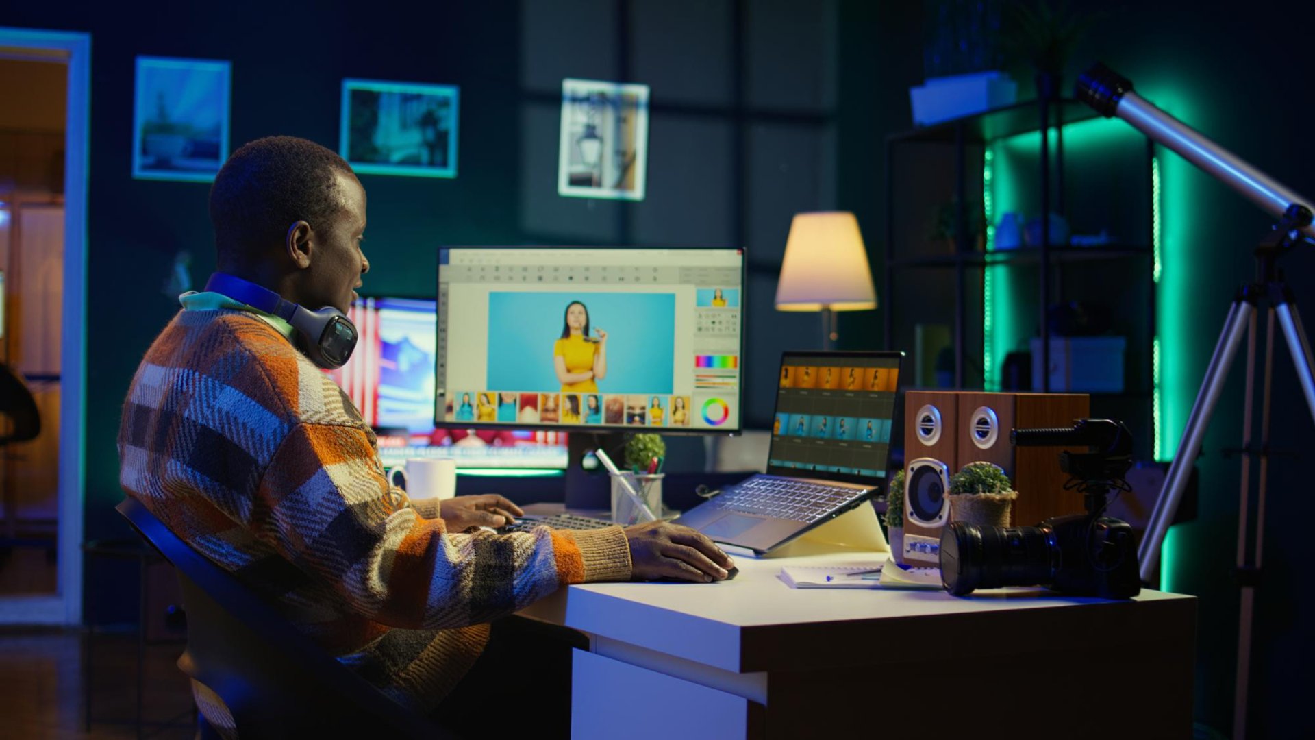 black and brown leather padded tub sofa