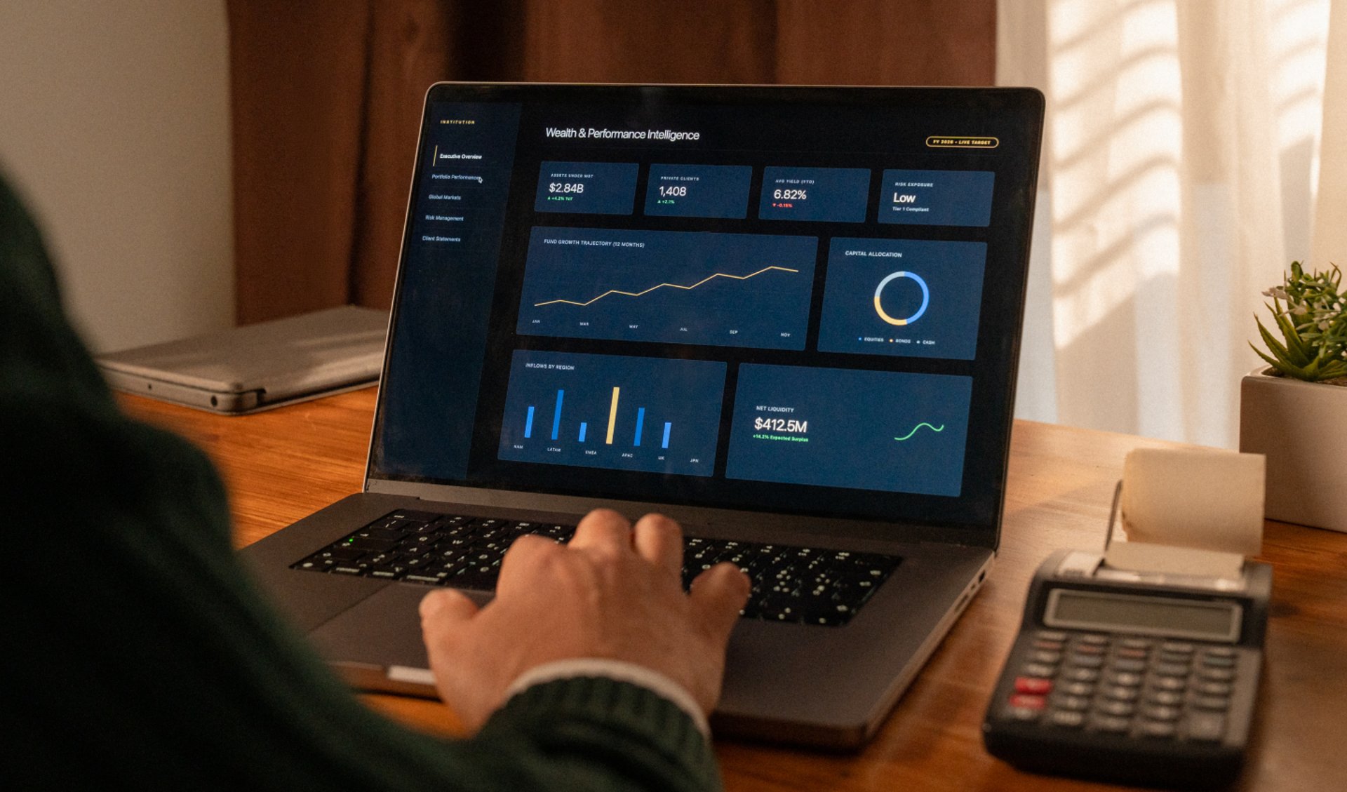 an abstract photo of a curved building with a blue sky in the background