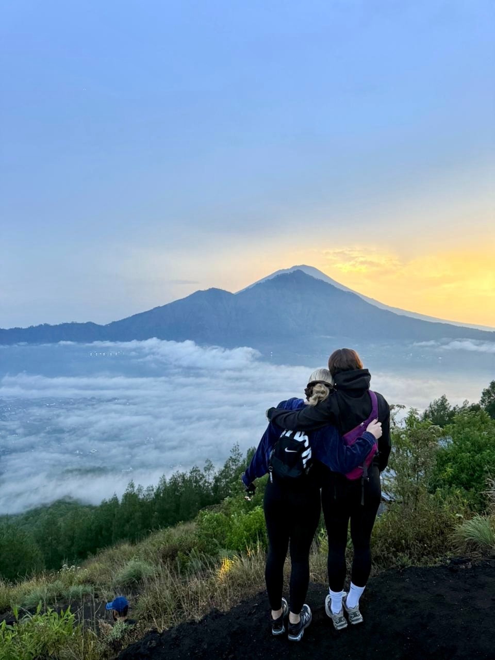 an abstract photo of a curved building with a blue sky in the background