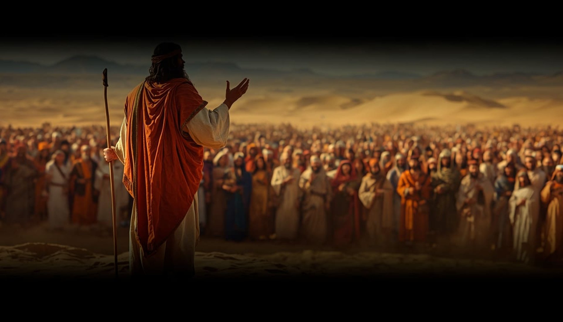 1 Deuteronomio  Moises en el desierto frente a multitud