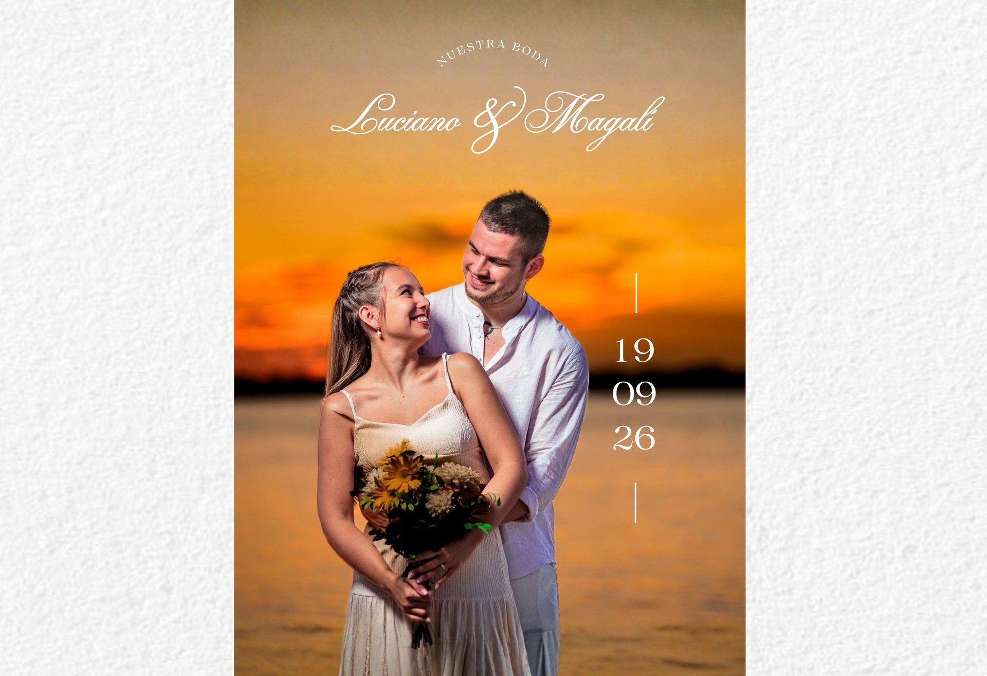 woman in white wedding dress stands in front of man in tuxedo