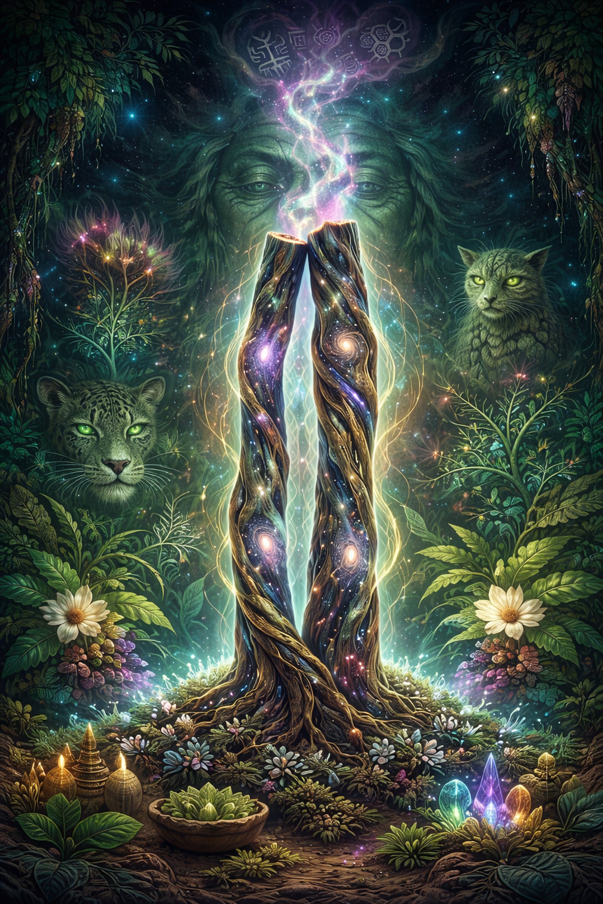 Ceremonial preparation of natural ayahuasca and vision