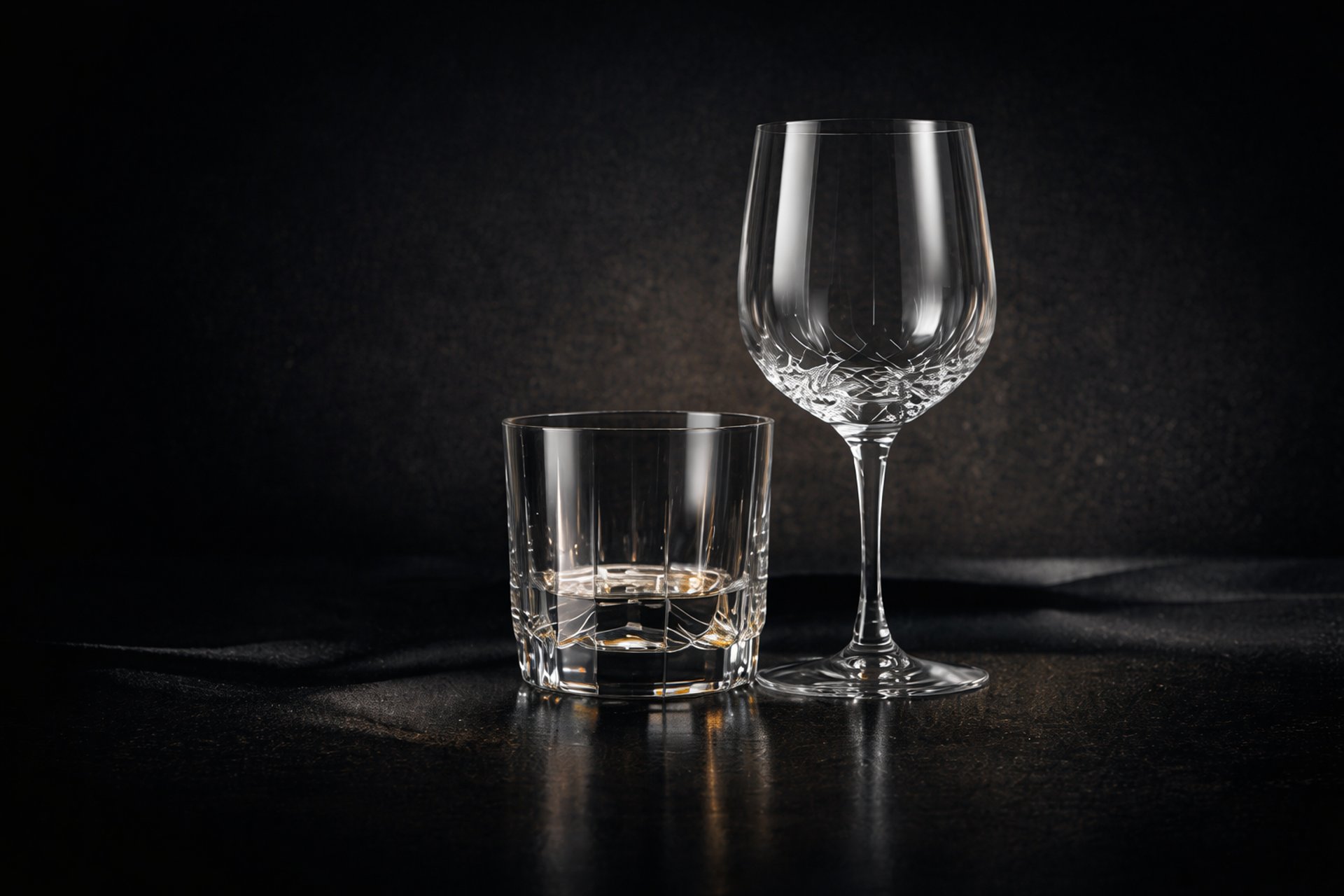 clear wine glasses on brown wooden table