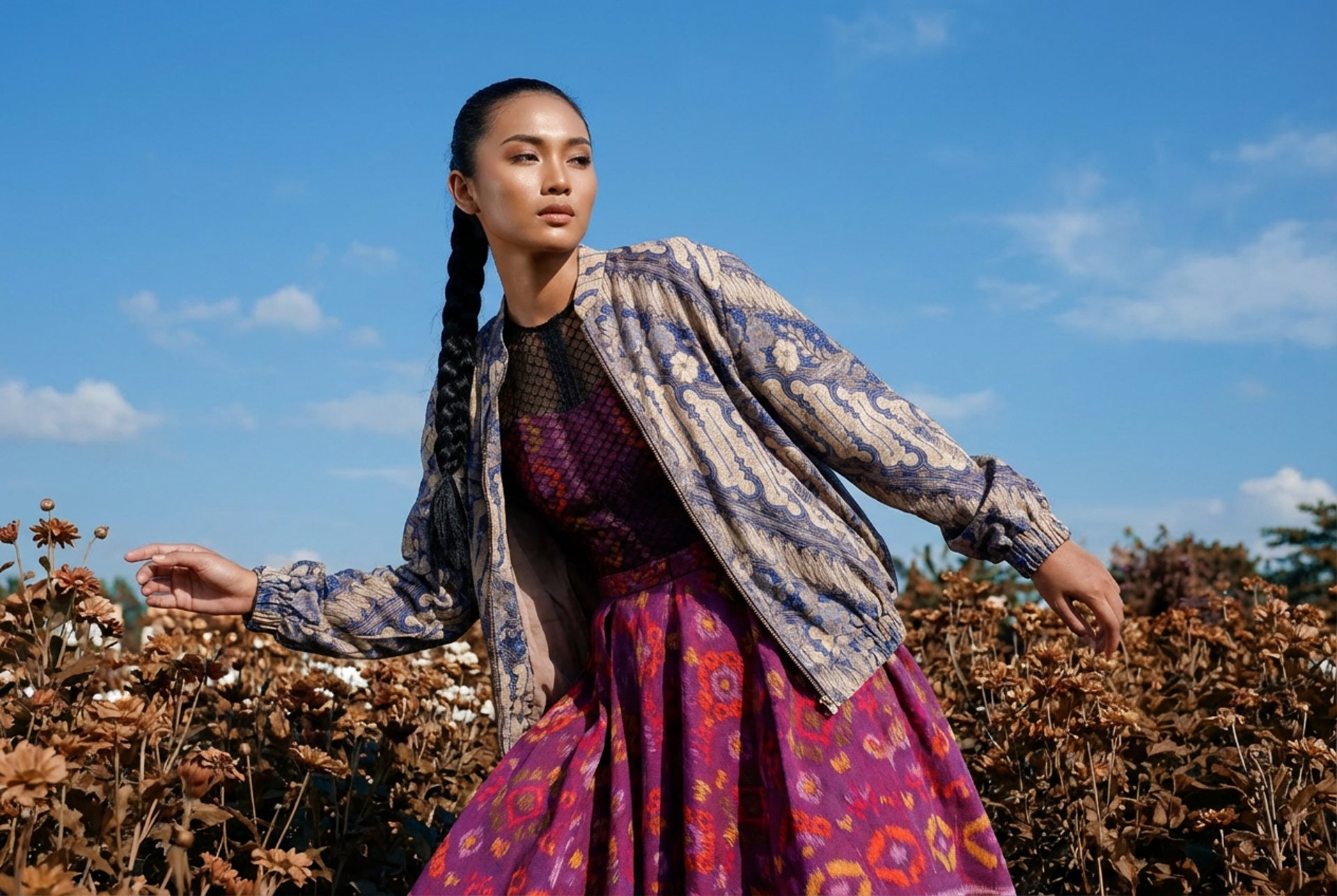 woman holding dried flower