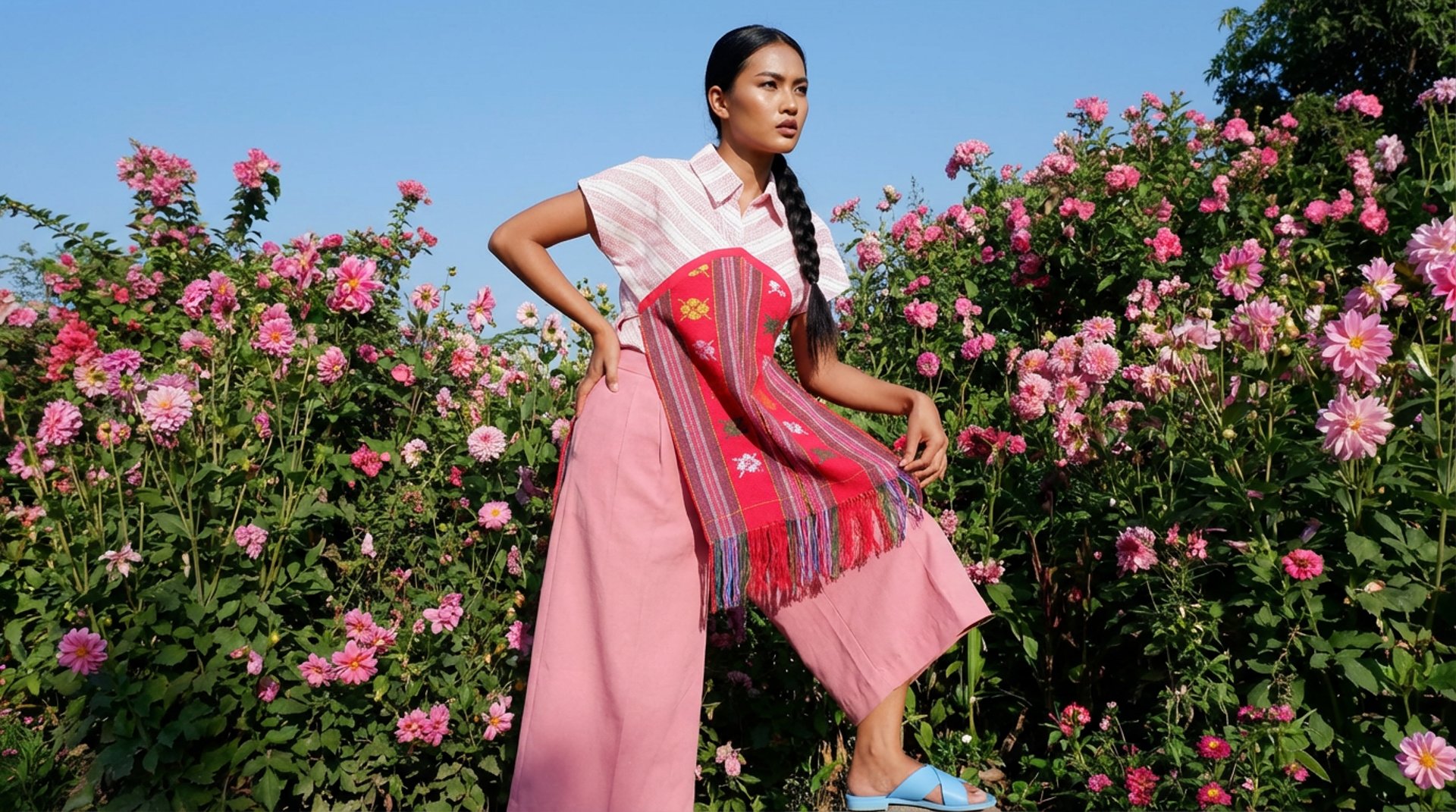 woman holding dried flower