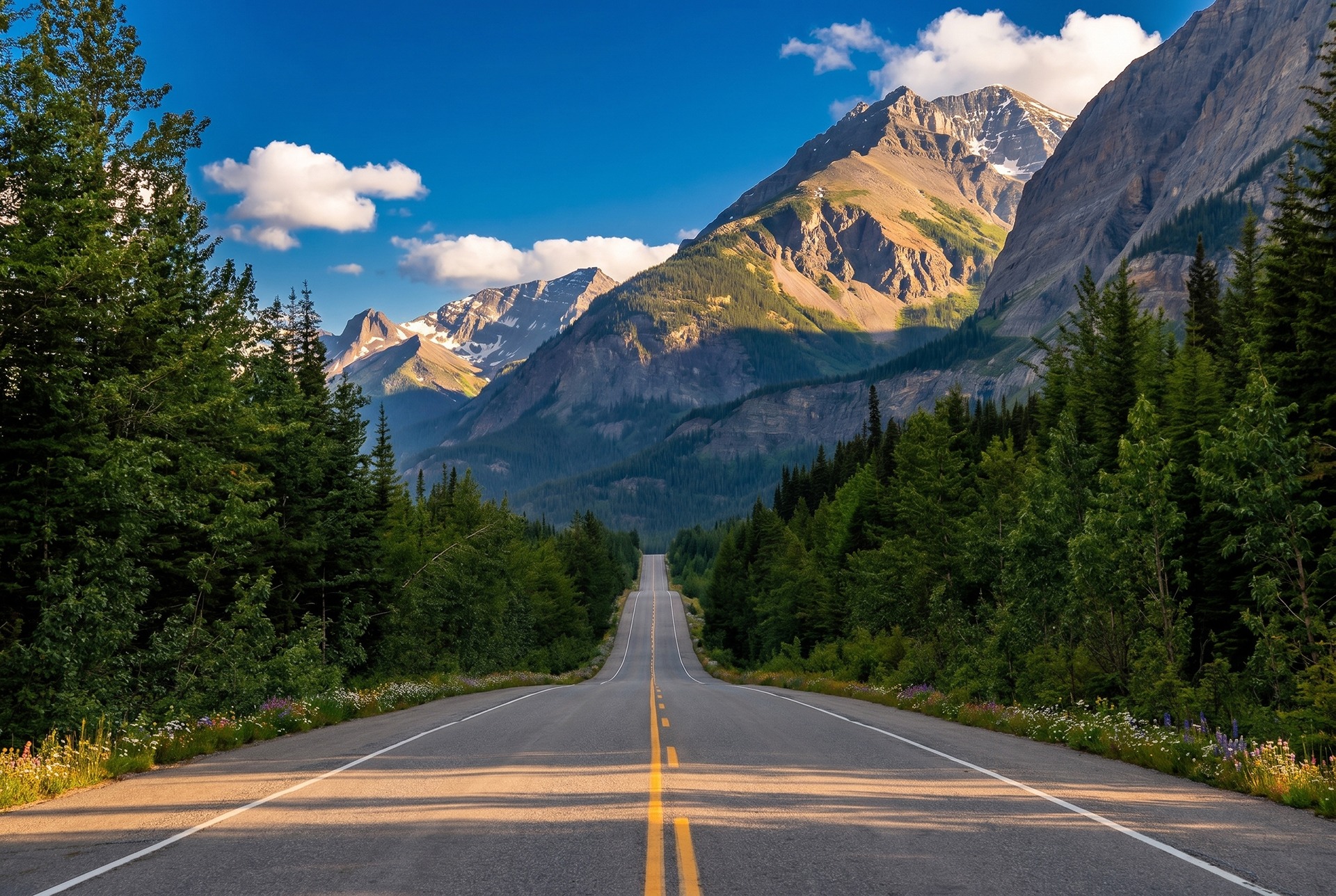 straight road between trees