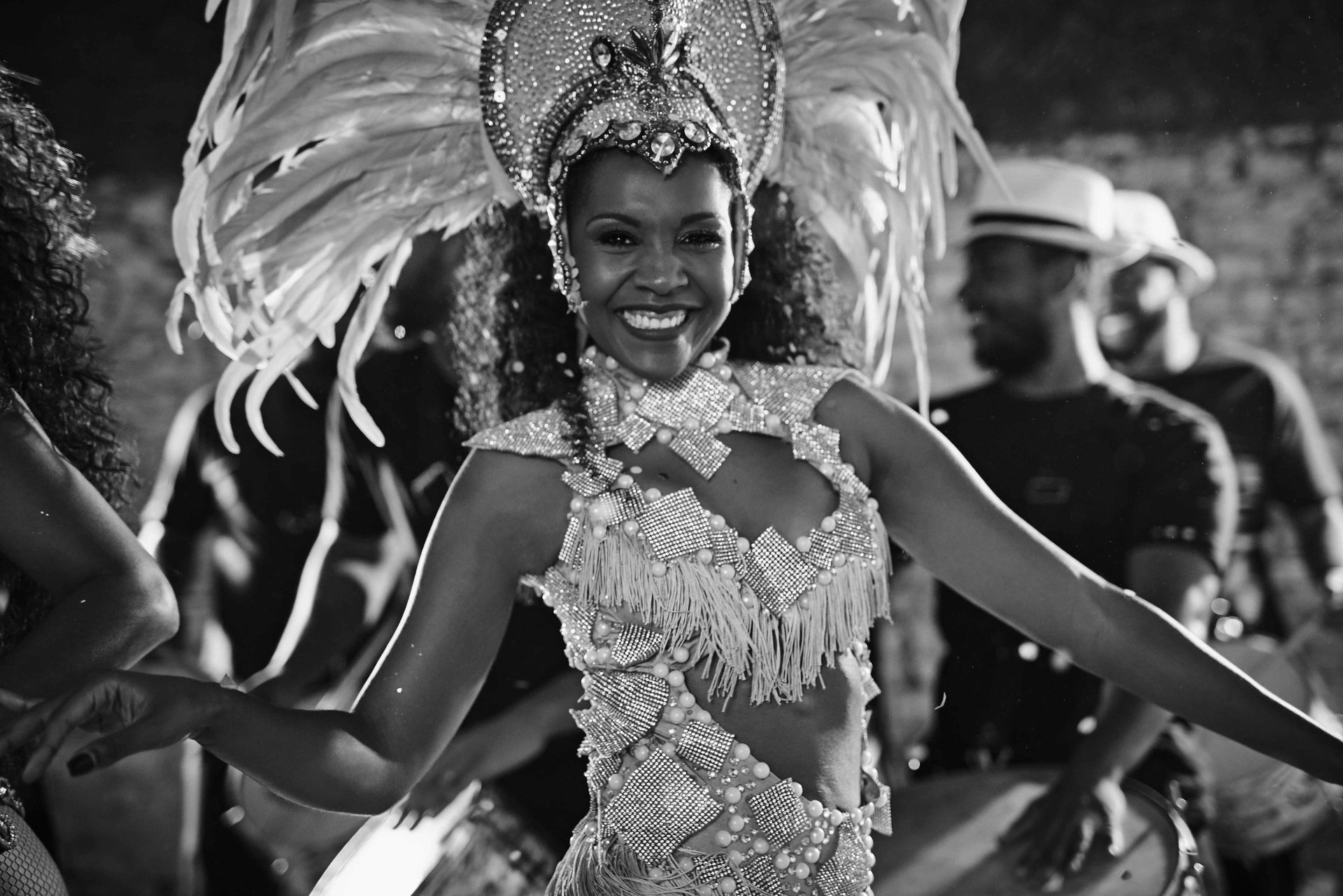 an abstract photo of a curved building with a blue sky in the background