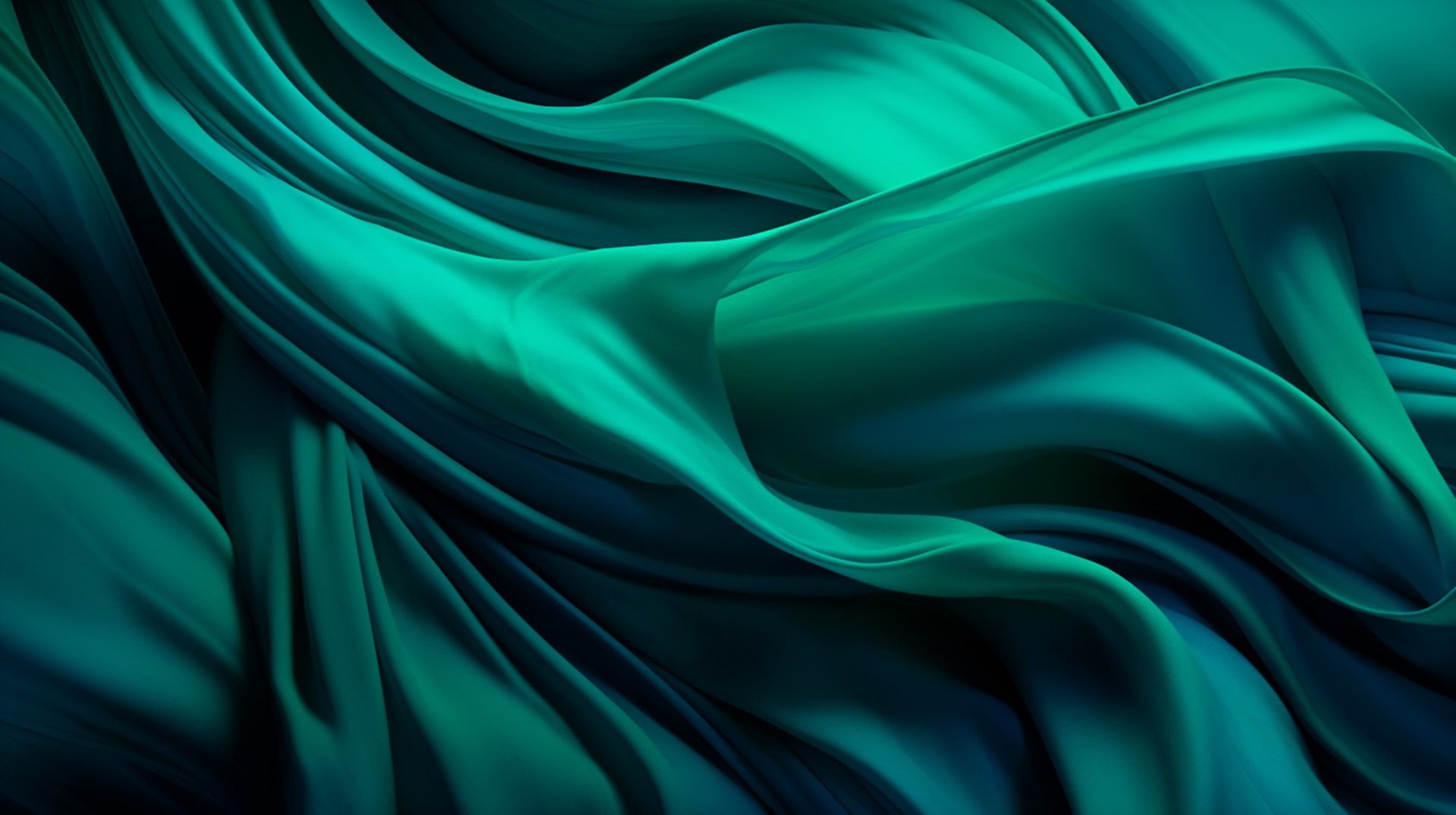 Abstract teal waves on a dark background