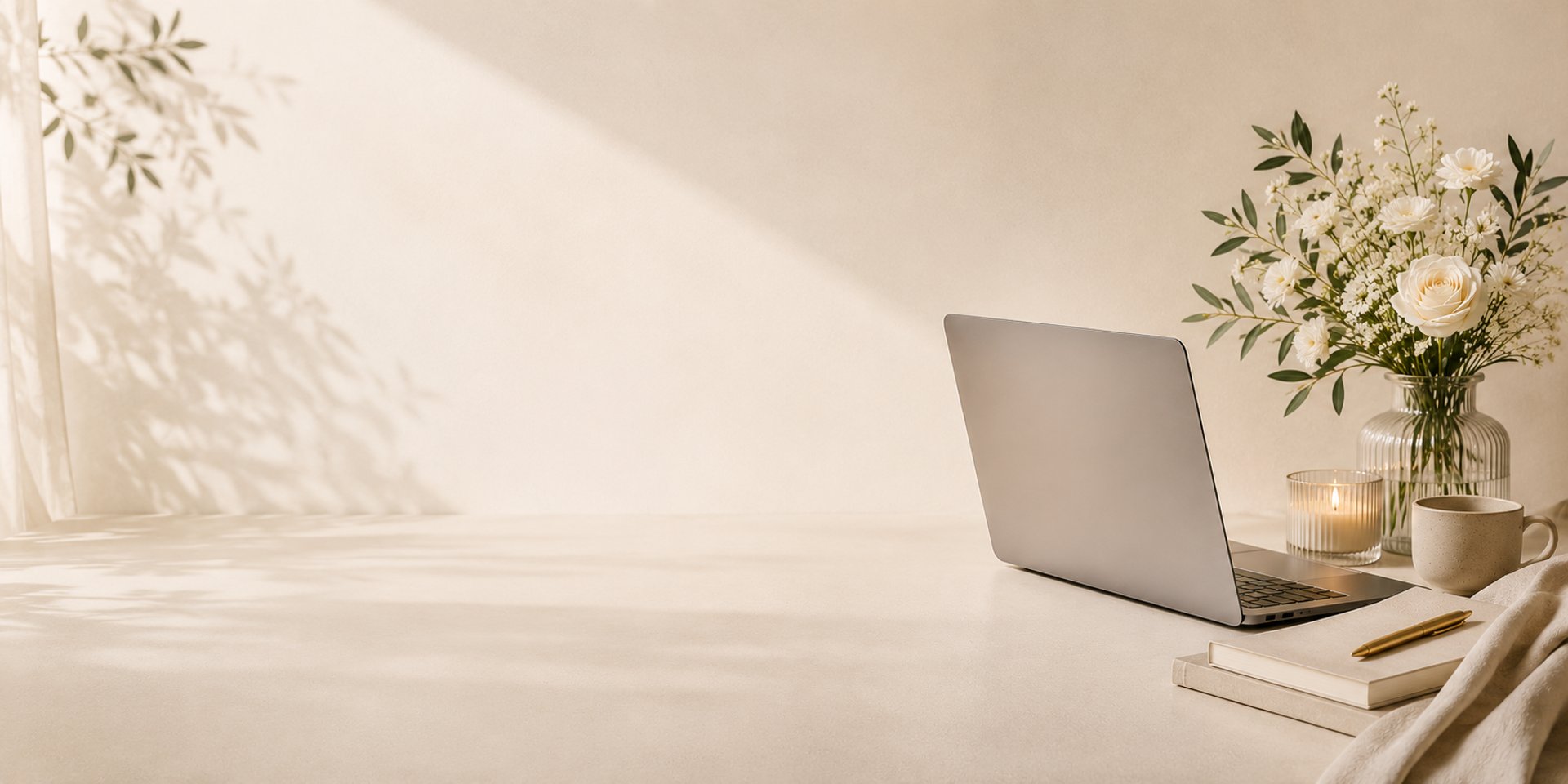 a laptop computer sitting on top of a bed