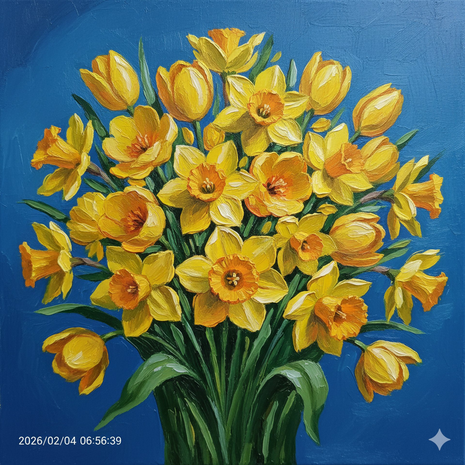 A bright yellow flower against a blue sky.