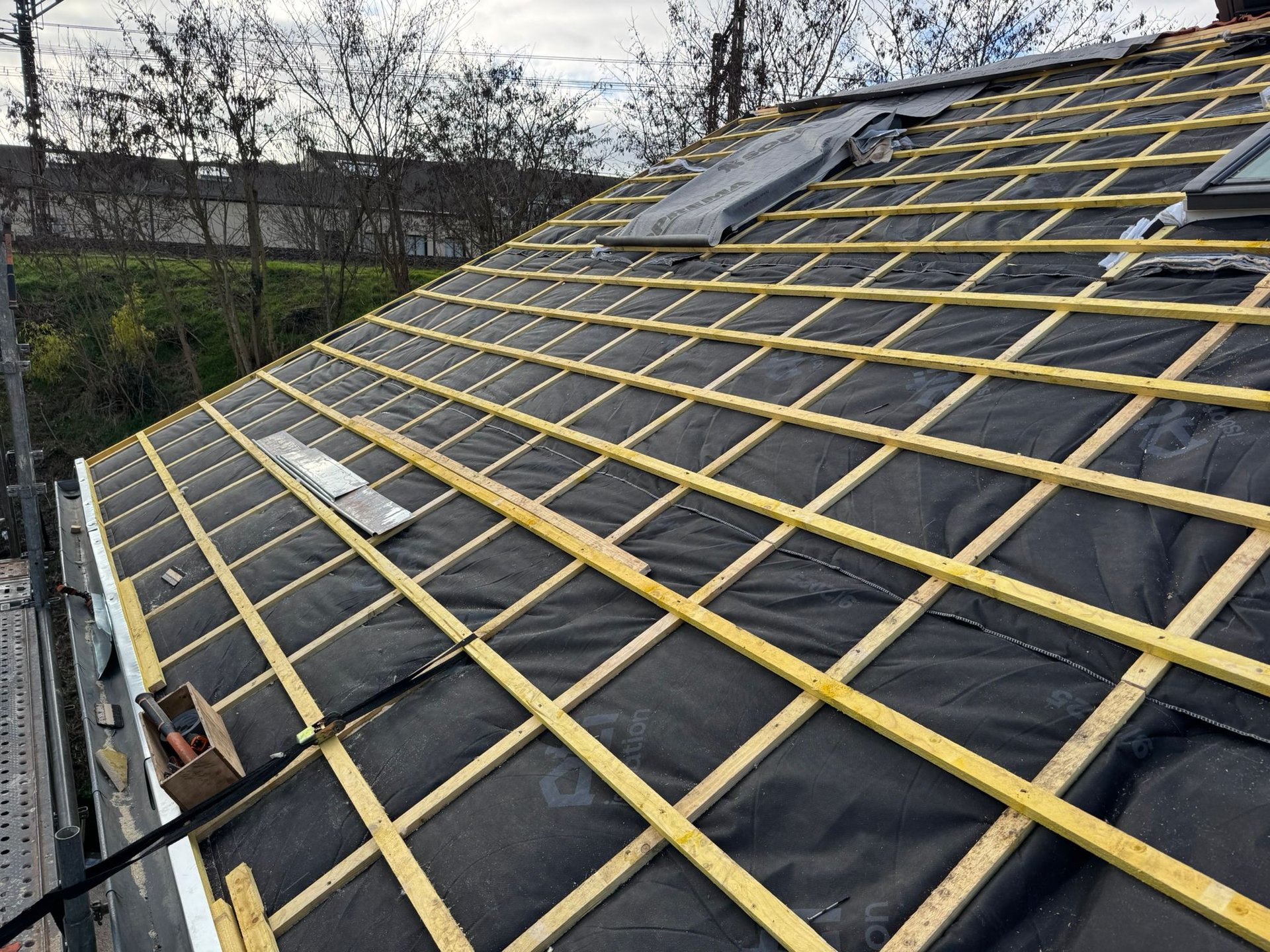 a group of wooden chairs