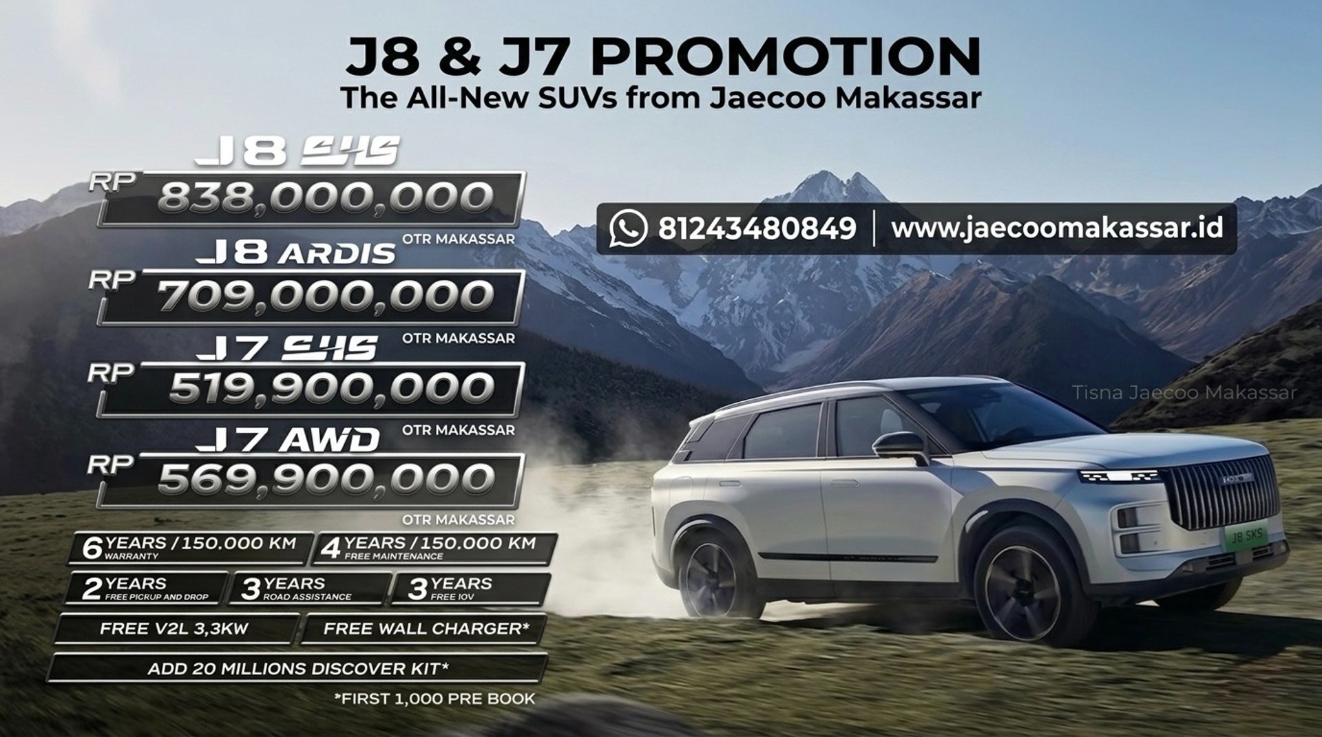J7 & J8 EV Price Jaecoo Makassar OTR And Tisna Contact 81243480849 