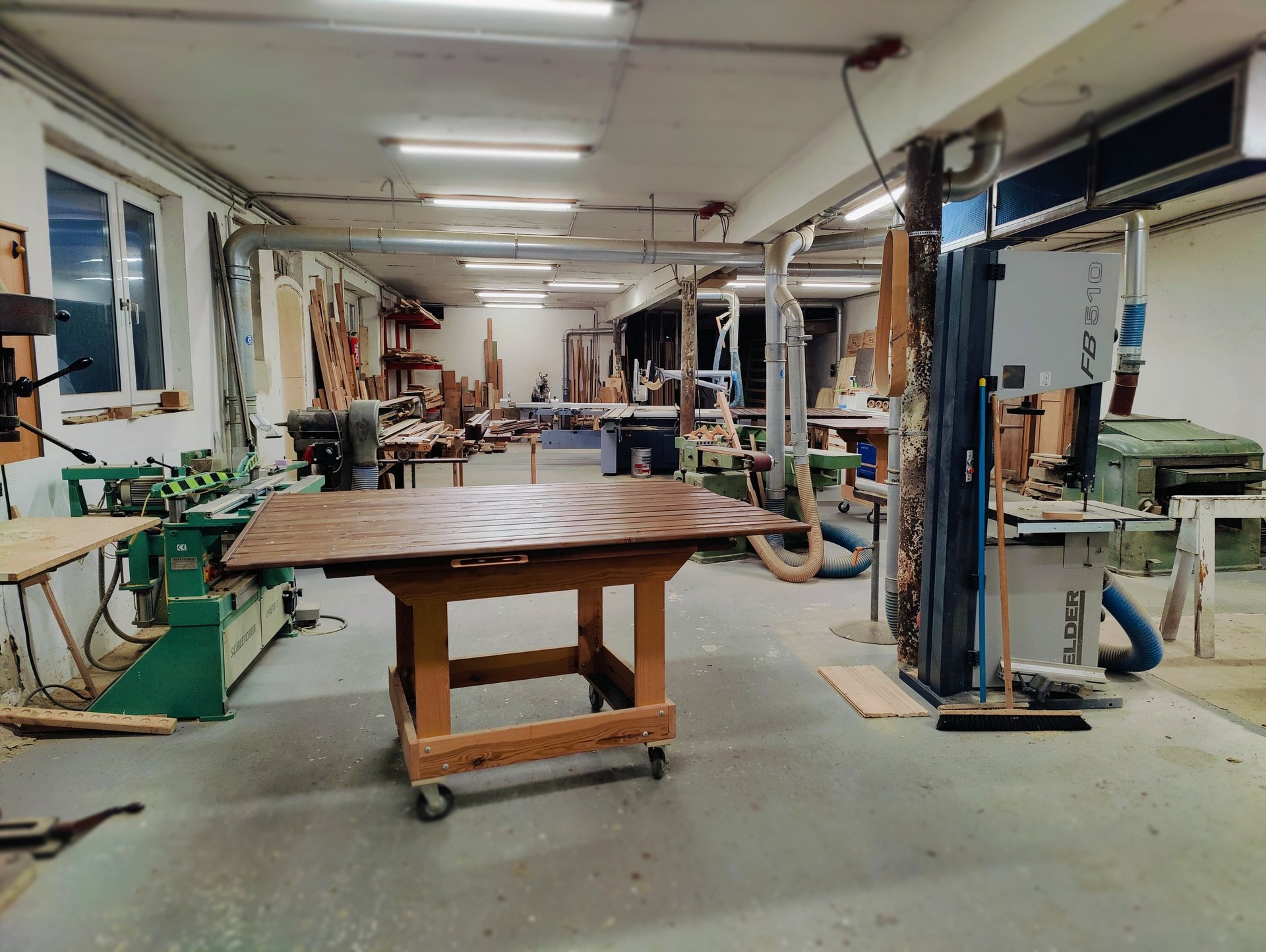 assorted handheld tools in tool rack