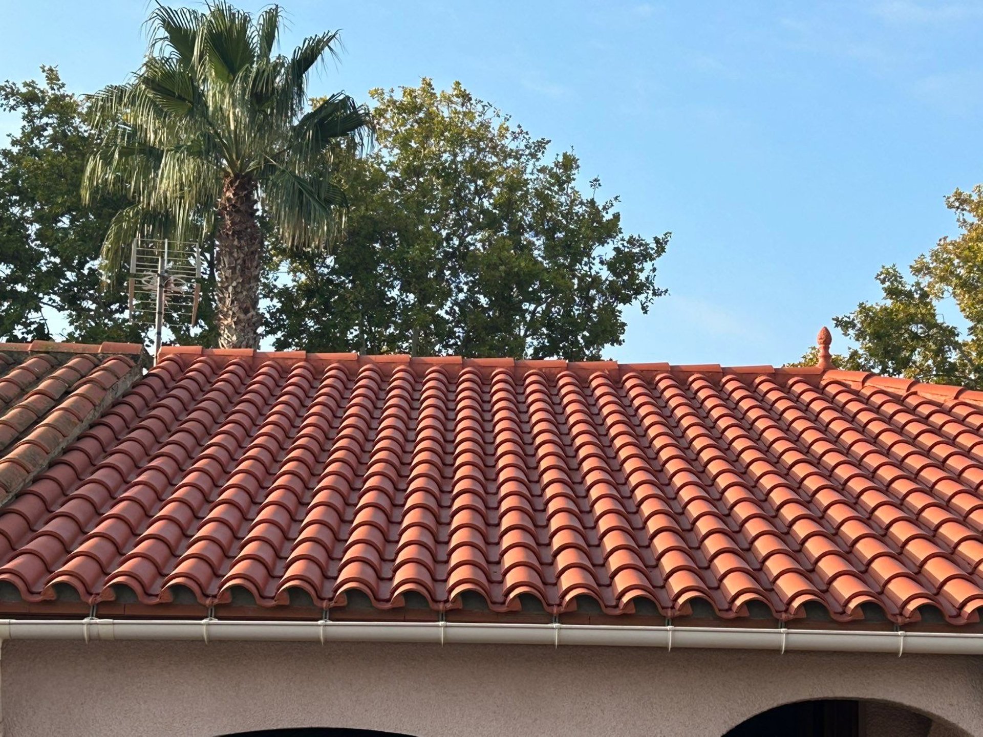 a couple of people that are on a roof