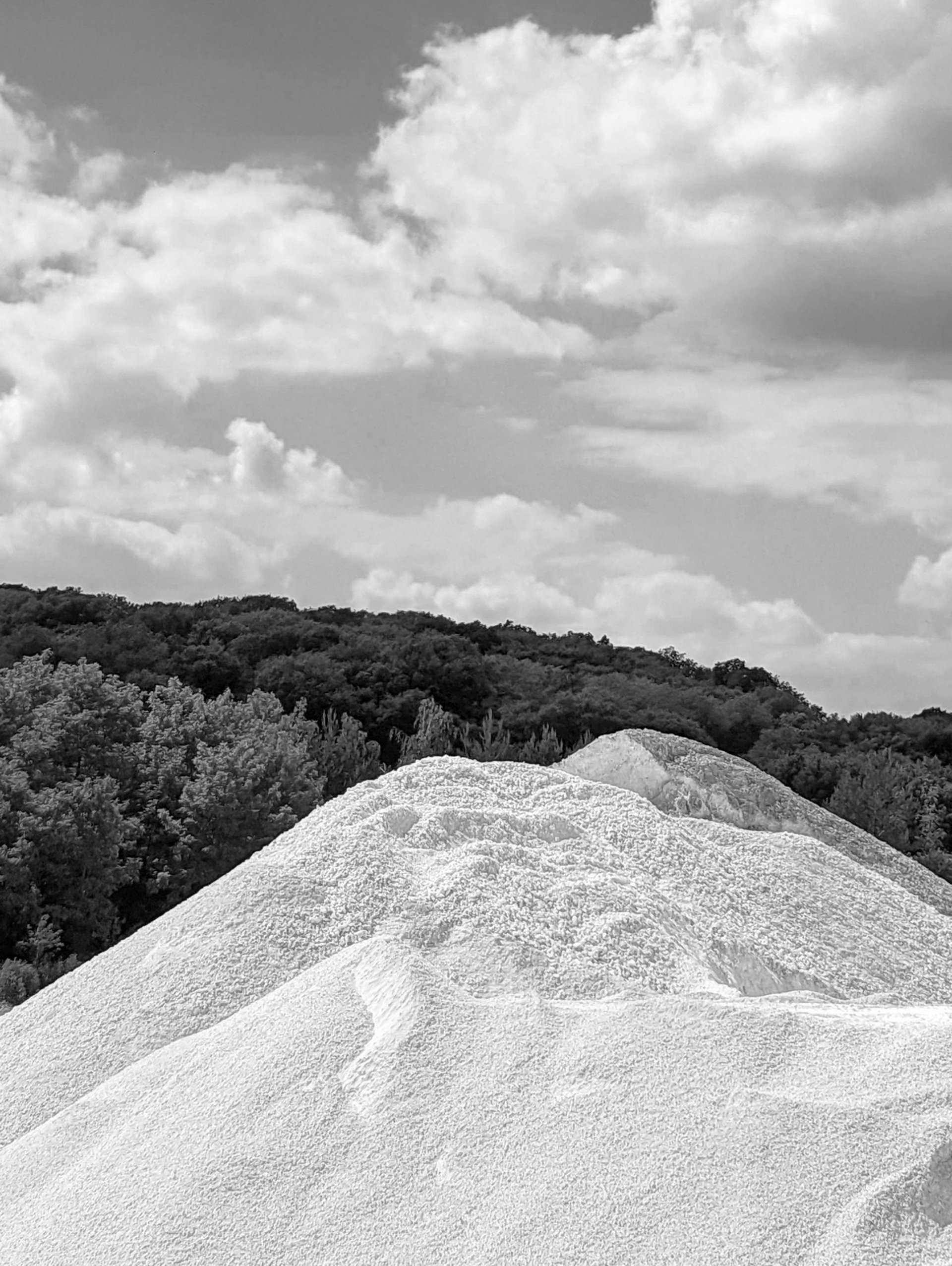 an abstract photo of a curved building with a blue sky in the background