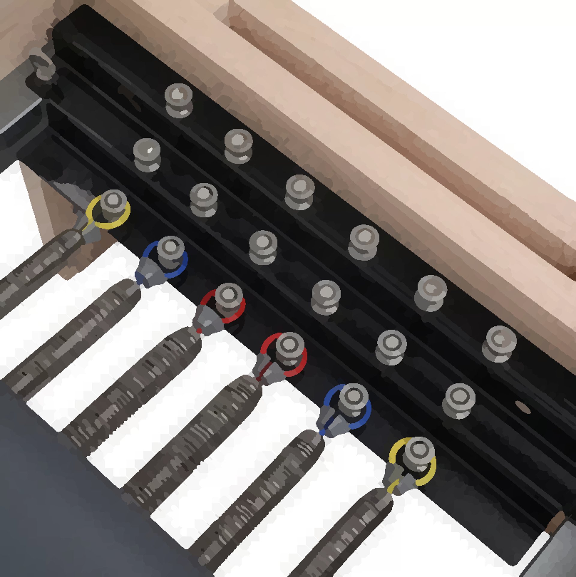 an abstract photo of a curved building with a blue sky in the background