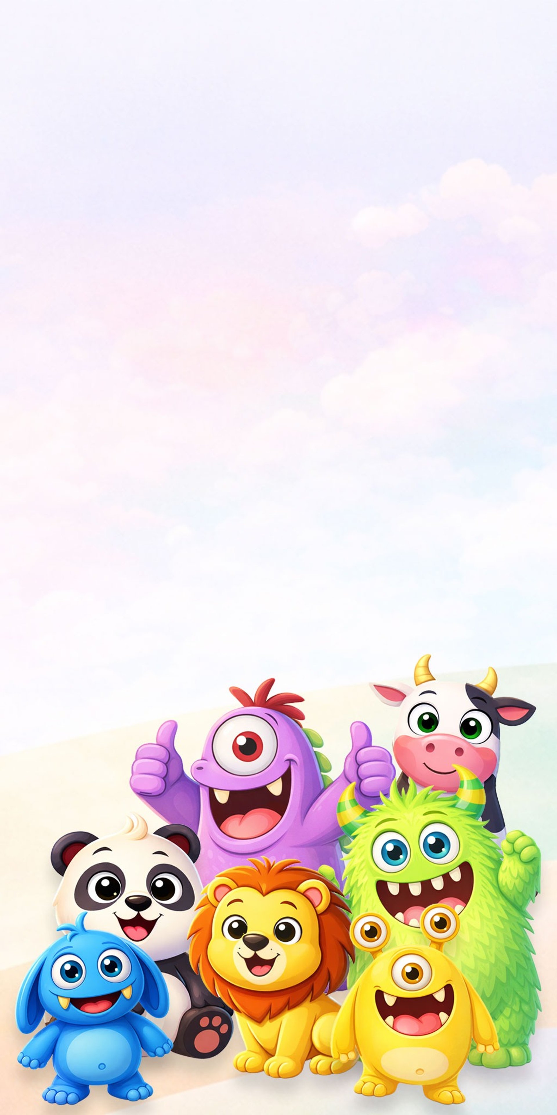 kids games characters mobile version colorful background