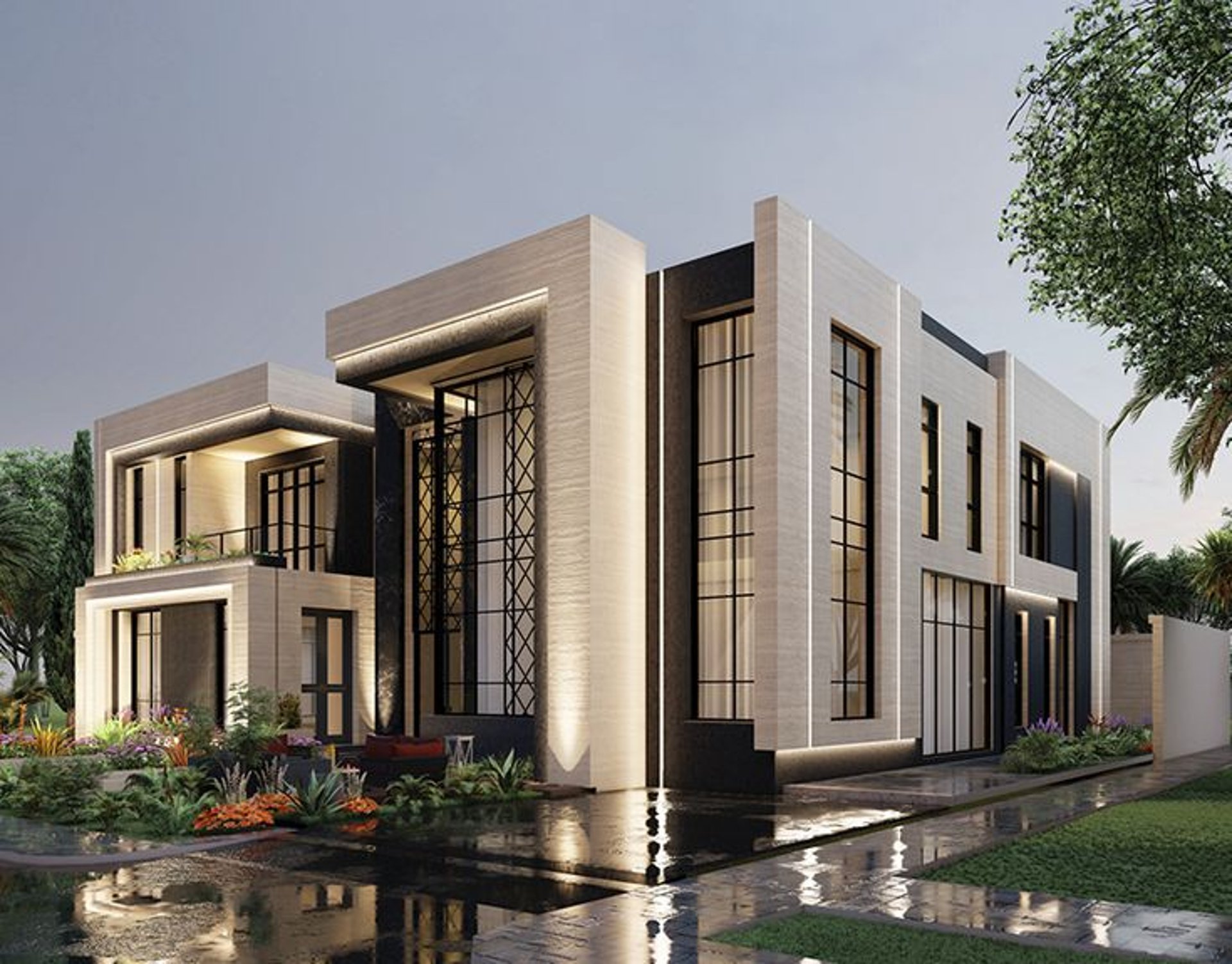 an abstract photo of a curved building with a blue sky in the background