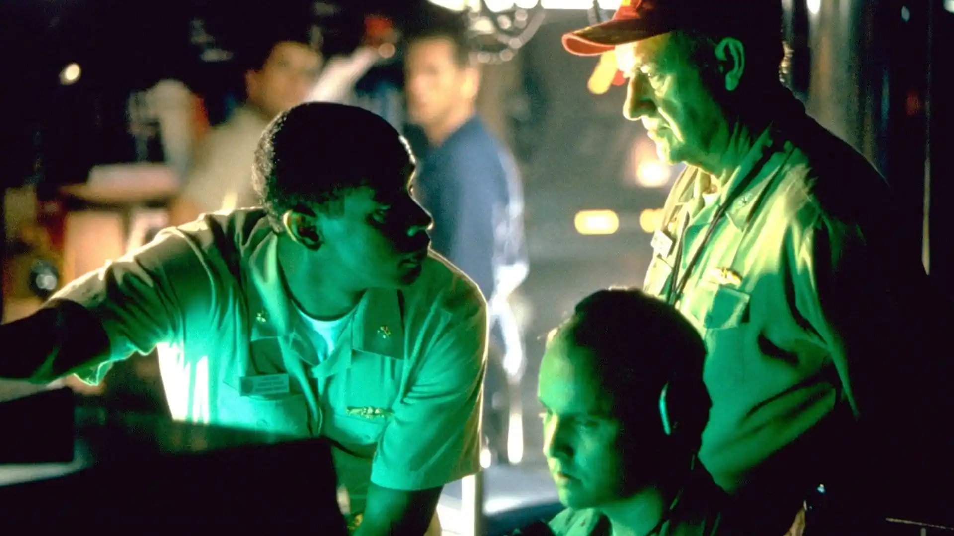 Denzil Washington, Gene Hackman on the set of Crimson Tide 