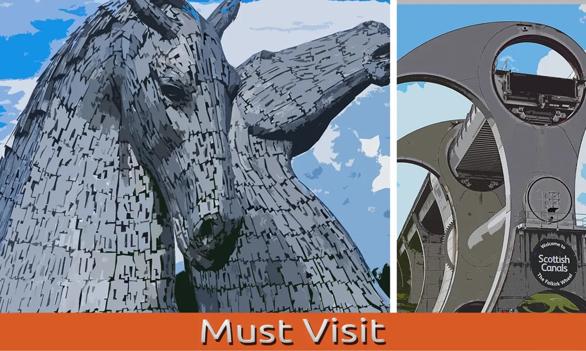 The Falkirk Wheel and the Kelpies